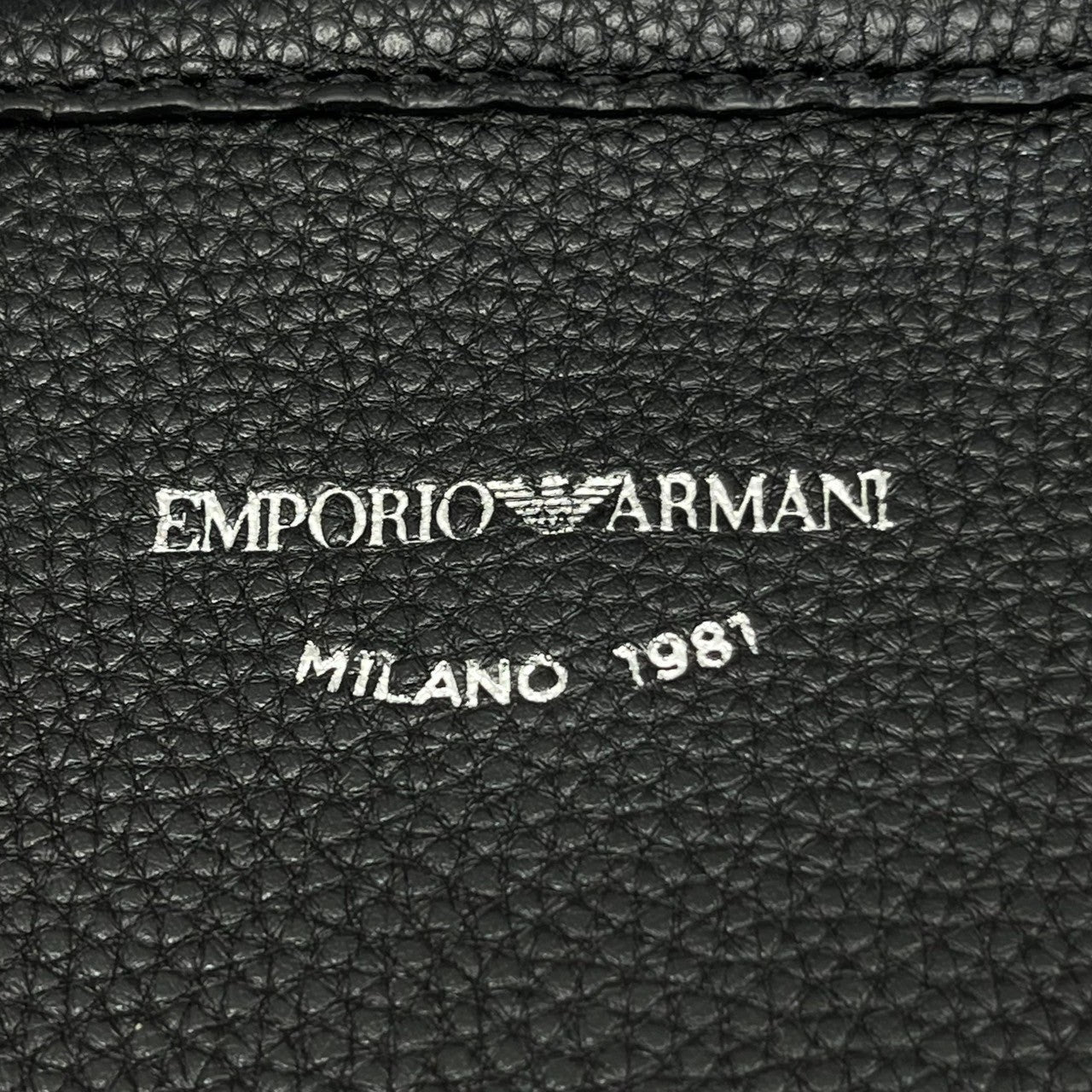 EMPORIO ARMANI(エンポリオアルマーニ) 2WAY トートバッグ エコレザー A4収納  ショルダー ストラップ ブラック 補修跡有