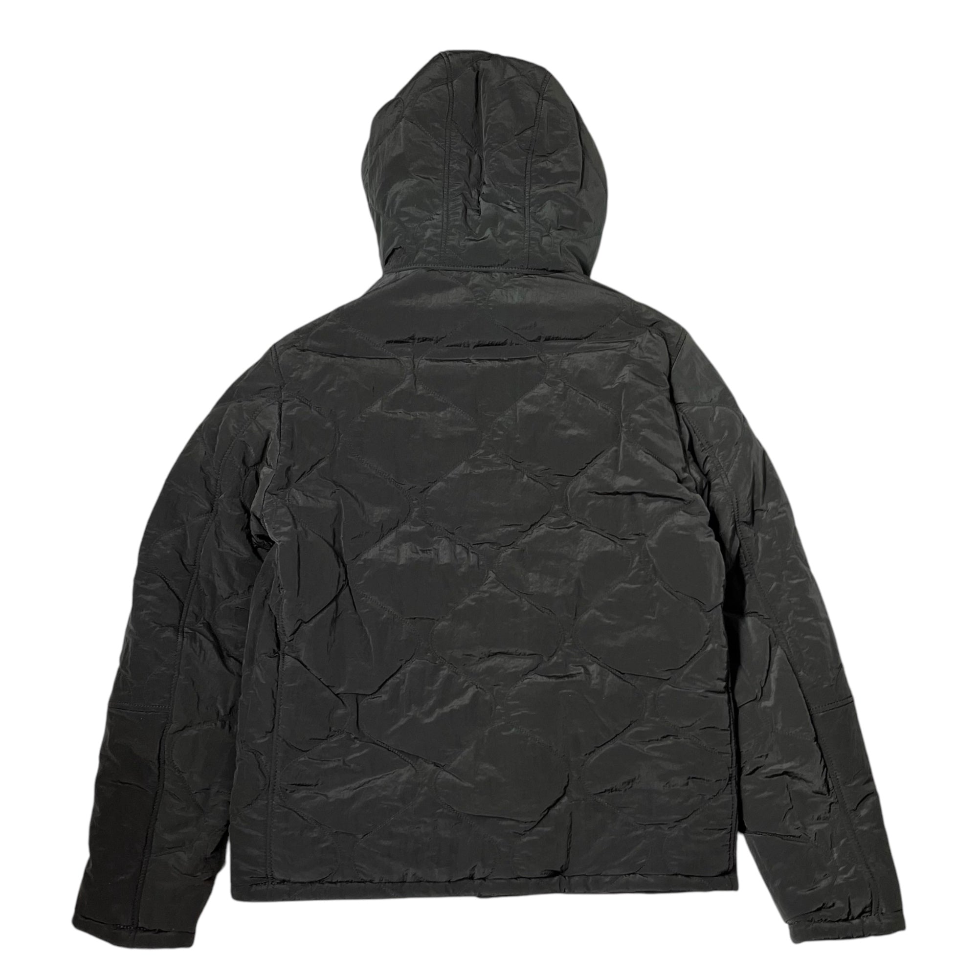 STONE ISLAND(ストーンアイランド) 15AW All leather reversible Primaloft nylon metal hooded jacket オールレザー リバーシブル プリマロフト ナイロン メタル フーデット ジャケット 631500277 M ブラック