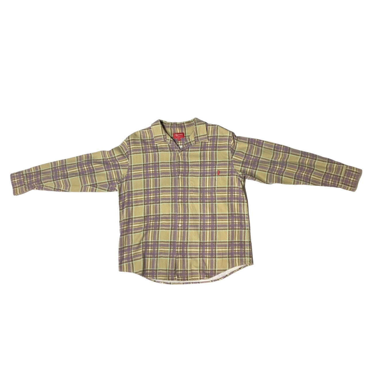 SUPREME(シュプリーム) 20SS Printed Plaid Shirt フランネル チェック シャツ オープンカラー 長袖 M ベージュ×パープル