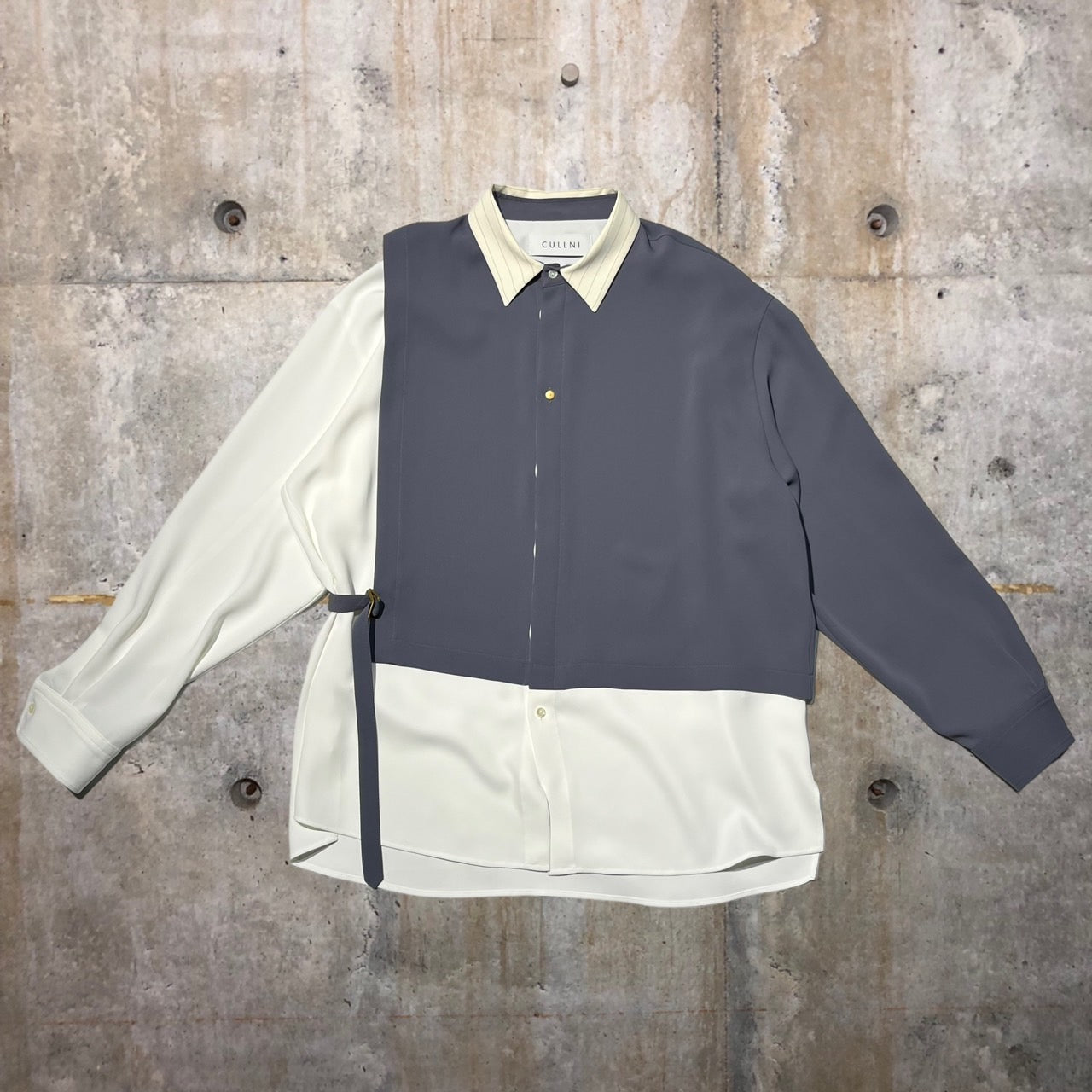 CULLNI(クルニ) 22SSコンビネーションシャツ/ドッキングシャツ 22-SS-005 2(Mサイズ程度) グレー×ホワイト