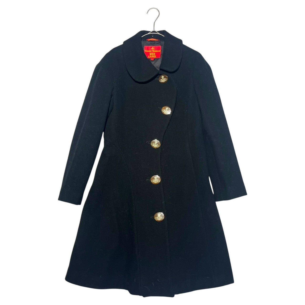 Vivienne Westwood RED LABEL(ヴィヴィアンウエストウッドレッドレーベル) Big orb button round collar wool deformed coat ビッグオーブボタン 丸襟 ウール 変形 コート 16-03-642003 3(L) ブラック ファー欠品