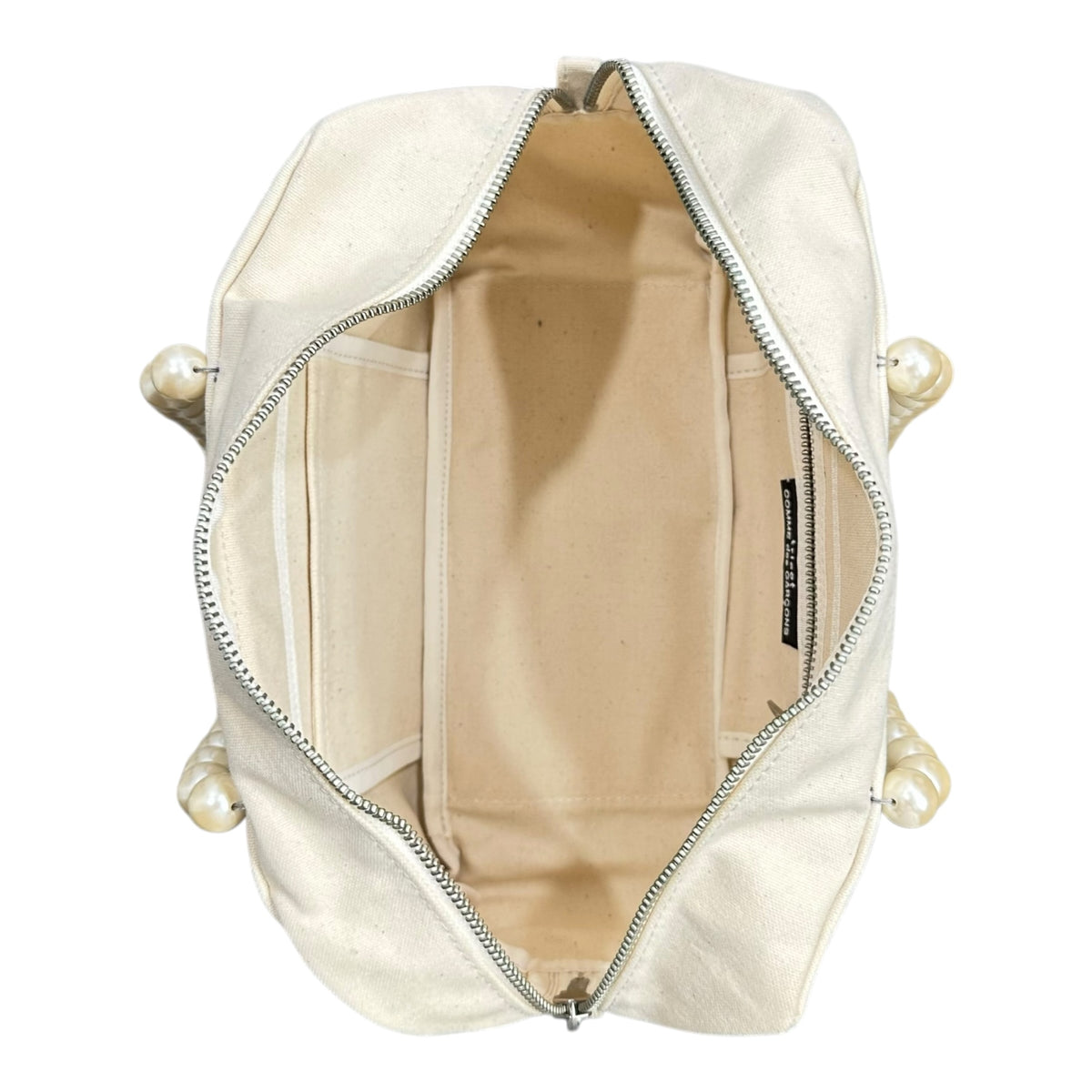 tricot COMME des GARCONS(トリココムデギャルソン) Pearl handle canvas mini handbag パール ハンドル キャンバス ミニ ハンド バッグ TC-K206 ホワイト