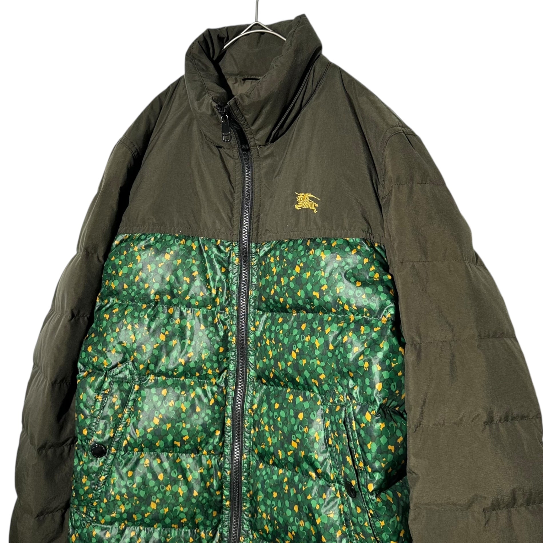 BURBERRY BLACK LABEL(バーバリーブラックレーベル) Switch Nylon Down Jacket 切替 ナイロン ダウン ジャケット D1F02-701-74 M カーキ×グリーン