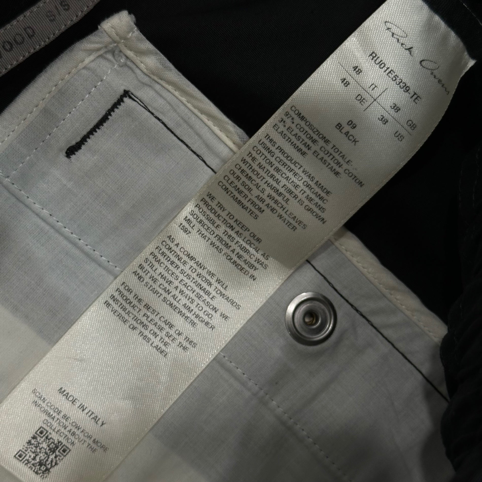 Rick Owens(リックオウエンス) 25SS Cargobelas Pants カーゴベラ パンツ ロング RU01E5339-TE 48 ブラック コットン ストレッチ ポプリン