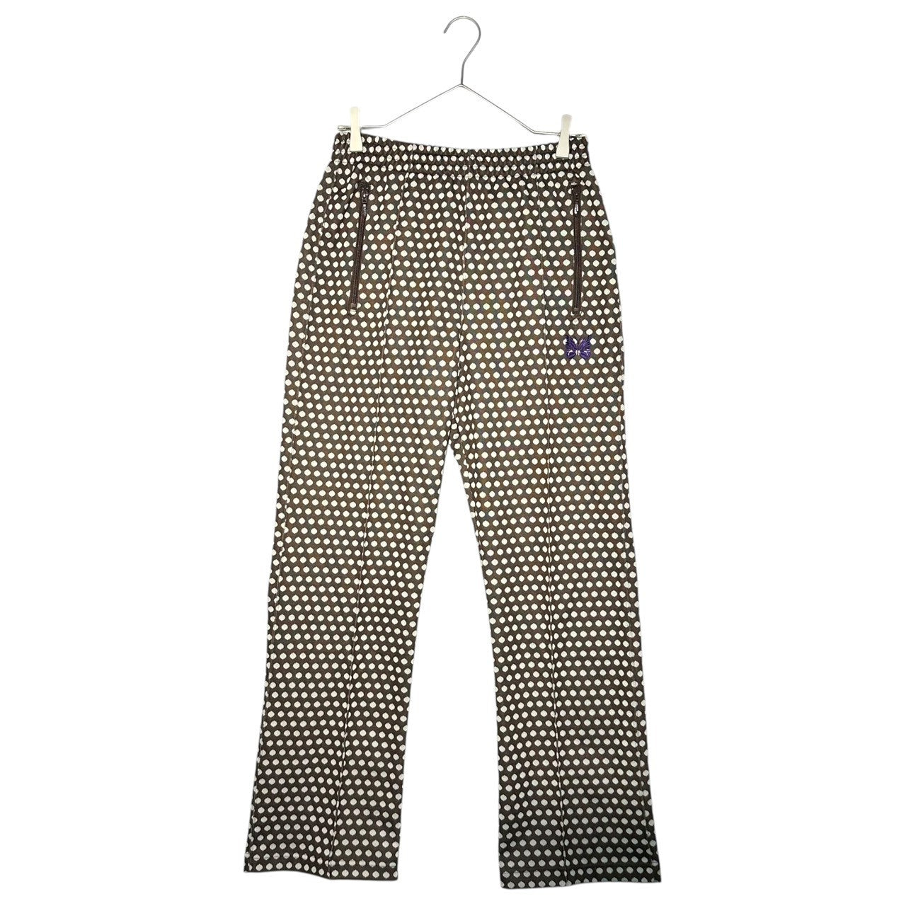NEEDLES(ニードルズ) 23SS TRACK PANT - POLY JQ ドット トラック パンツ MR283 S ブラウン×ホワイト ジャージ ロゴ