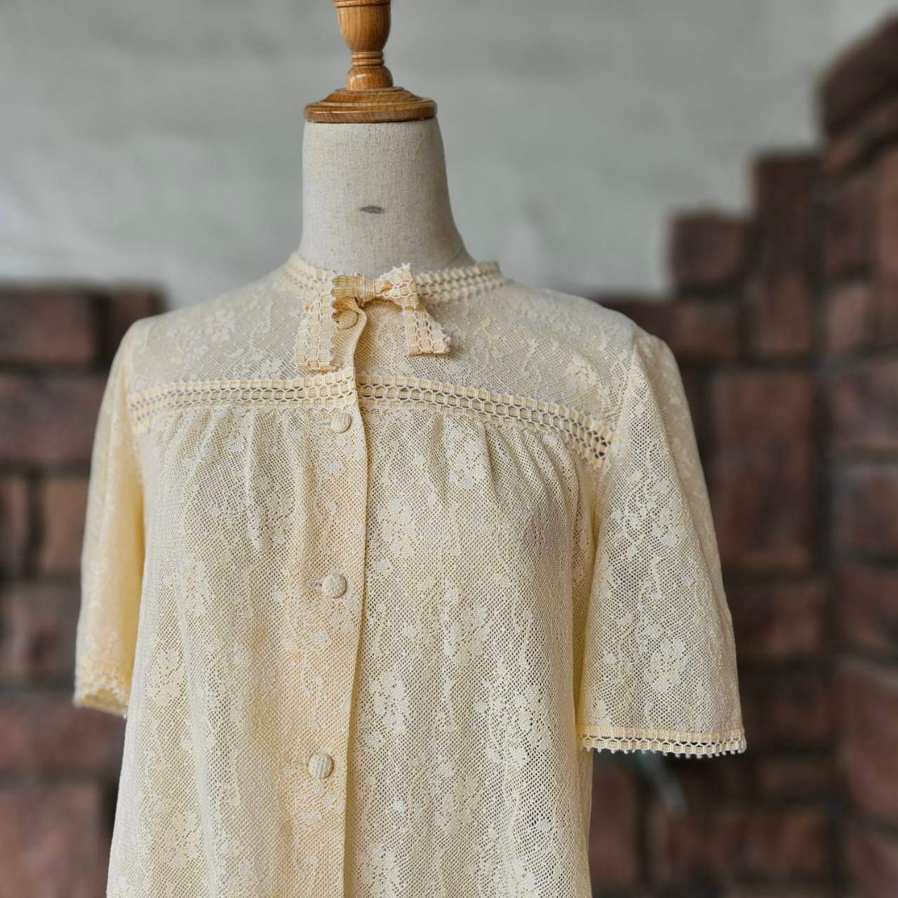 VINTAGE(ヴィンテージ)  60～70's knit lace pullover button dress ニットレース プルオーバー ボタン ワンピース SIZE 40(M~L) ベージュ SWISS VINTAGE