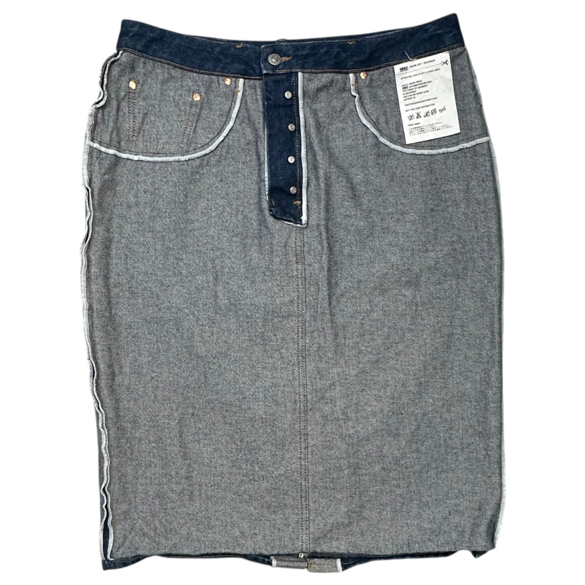 MM6 Maison Margiela(エムエムシックス) 2021AW Inside-Out Denim Skirt インサイドアウト デニム スカート S62MA0068 46 インディゴ