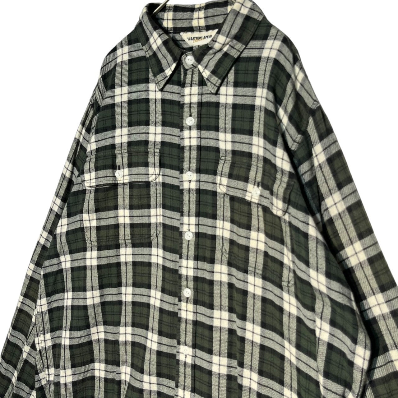 A BATHING APE(アベイシングエイプ) 00's Tartan check flannel shirt タータンチェック フランネル シャツ L グリーン×ホワイト