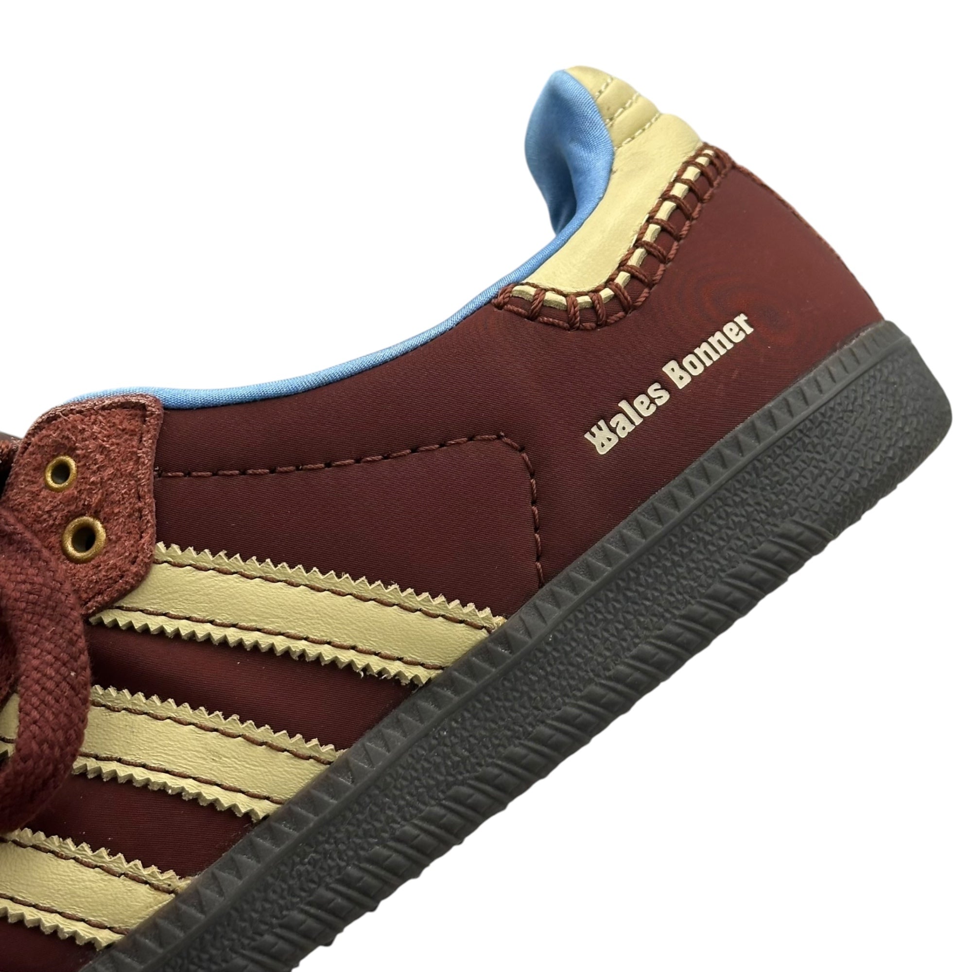 adidas×WALES BONNER(アディダス×ウェールズボナー) Samba Nylon Low "Fox Brown/Sandy Beige/Lucky Blue" サンバ ナイロン ロー IE0579 27.5cm ボルドー×ライトブルー ローカット スニーカー コラボ