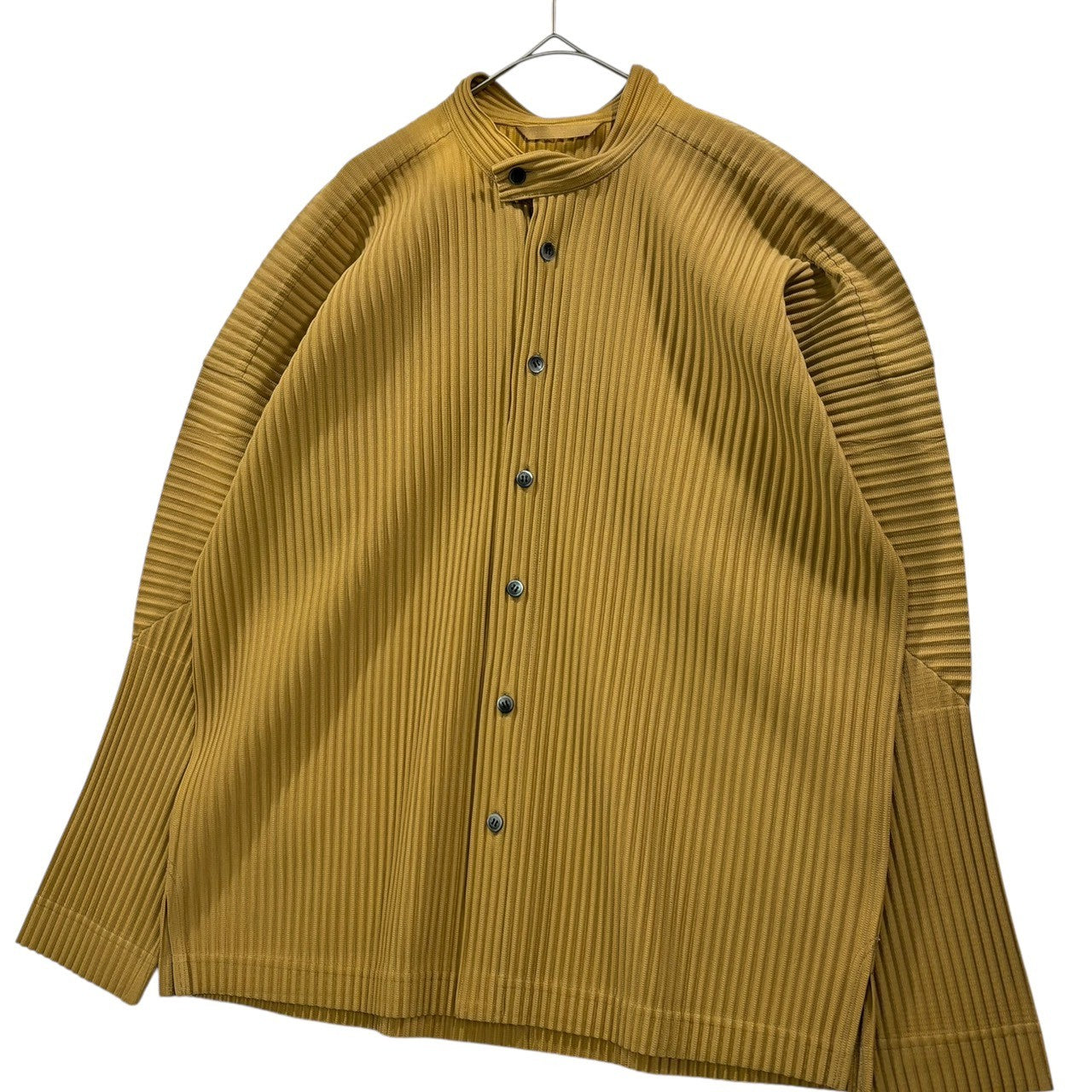 美品オムプリッセISSEY MIYAKE綿麻グリーンシャツジャケットsize３ HOMME PLISSE ISSEY MIYAKE (オム プリッセ イッセイ ミヤケ) プリーツ