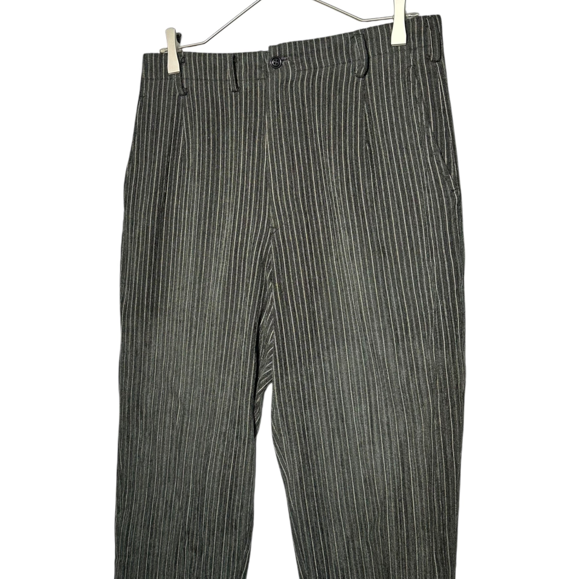 Y's(ワイズ) Acrylic/Wool Striped Straight Slacks Pants アクリル ウール ストライプ ストレート スラックス パンツ YX-P07-901 表記無(S~M程度) グレー