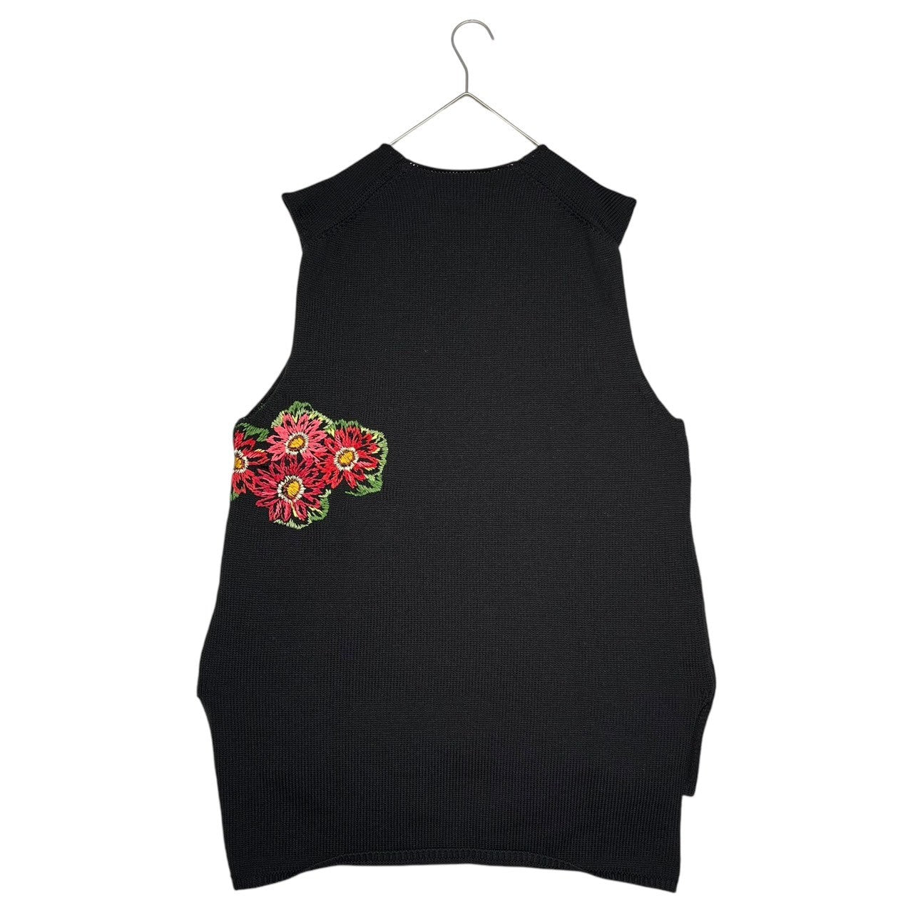 COMME des GARCONS HOMME PLUS(コムデギャルソンオムプリュス) 22SS 花の存在期 flower embroidery pullover knit vest フラワー 刺繍 プルオーバー ニット ベスト PI-N011 M ブラック AD2021