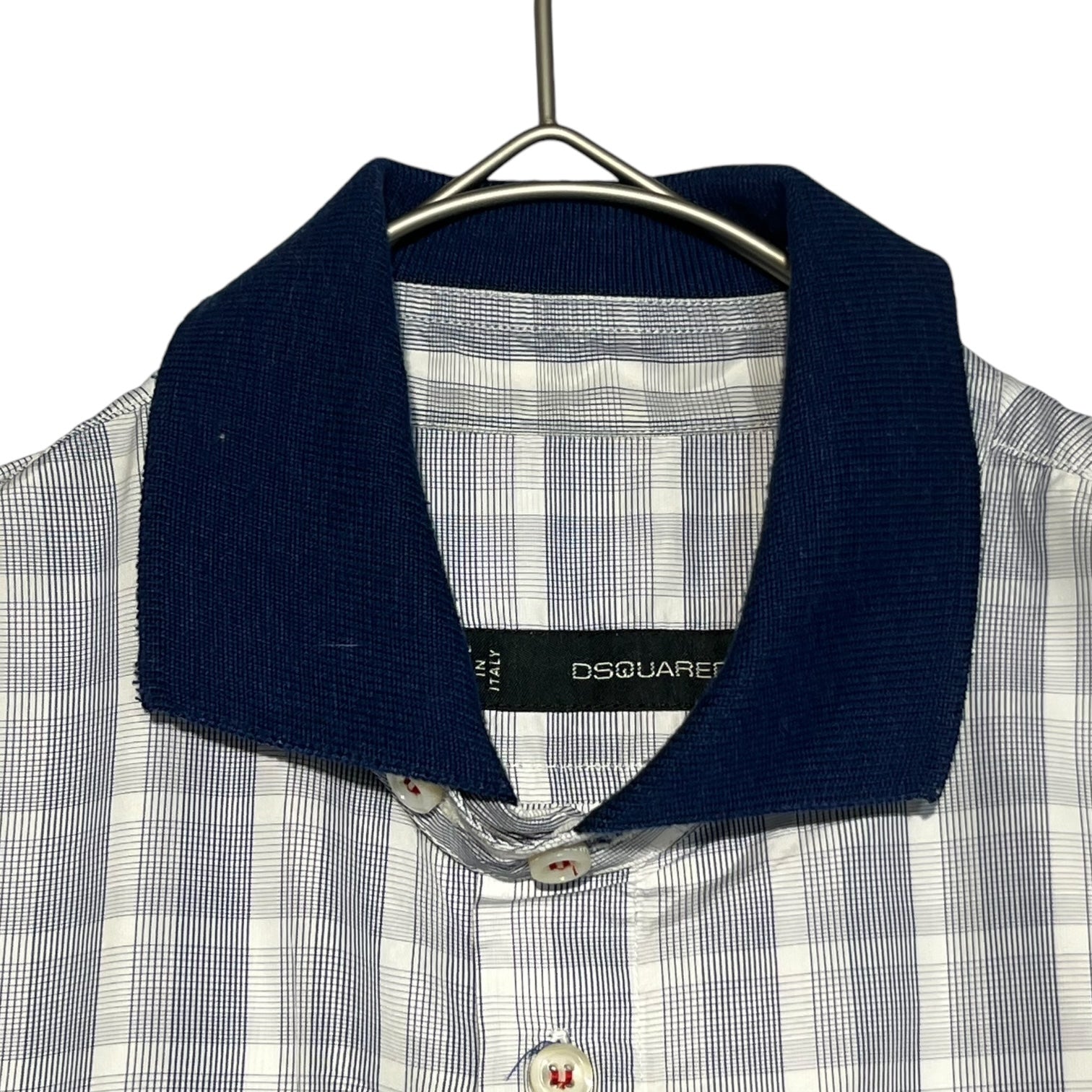 DSQUARED2(ディースクエアード) Drawcord check shirt ドローコード チェック シャツ 44(S程度) ネイビー