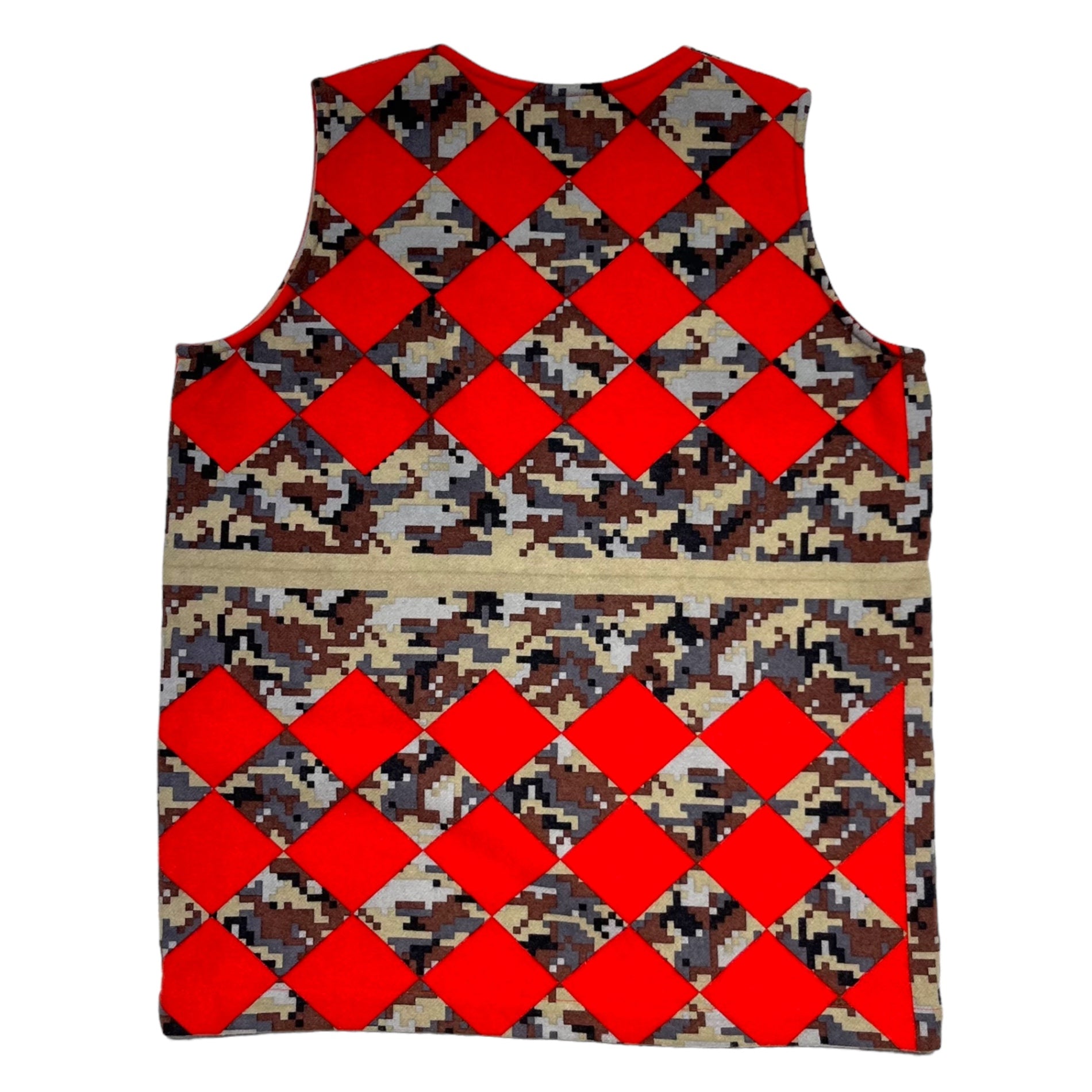 COMME des GARCONS(コムデギャルソン) 03AW Digital camo wool sleeveless top デジタルカモ ウール ノースリーブ トップ GK-B009 FREE レッド AD2003