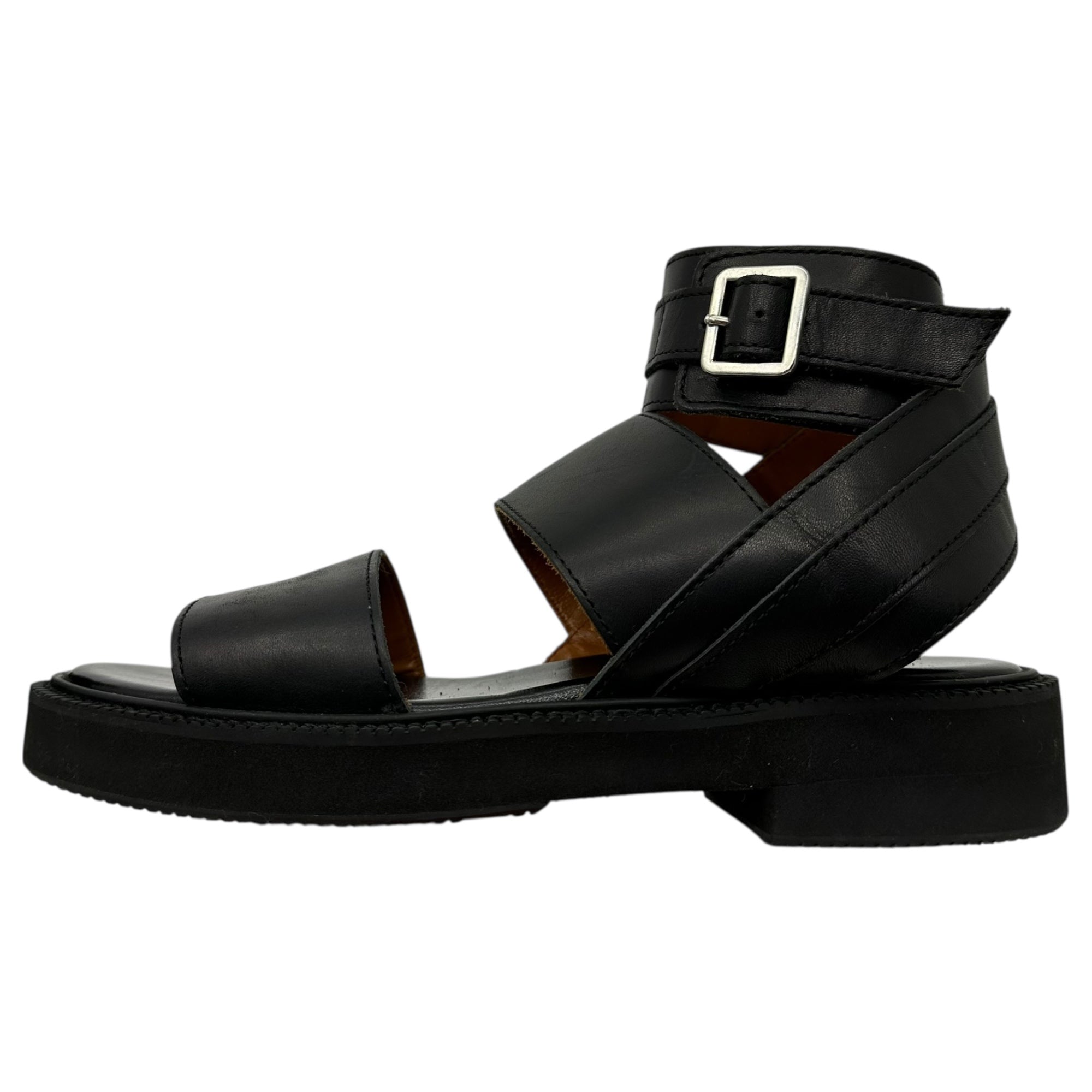 COMME des GARCONS JUNYA WATANABE(コムデギャルソンジュンヤワタナベ) Ankle Strap Leather Sandals アンクル ストラップ レザー サンダル M(24cm程度) ブラック