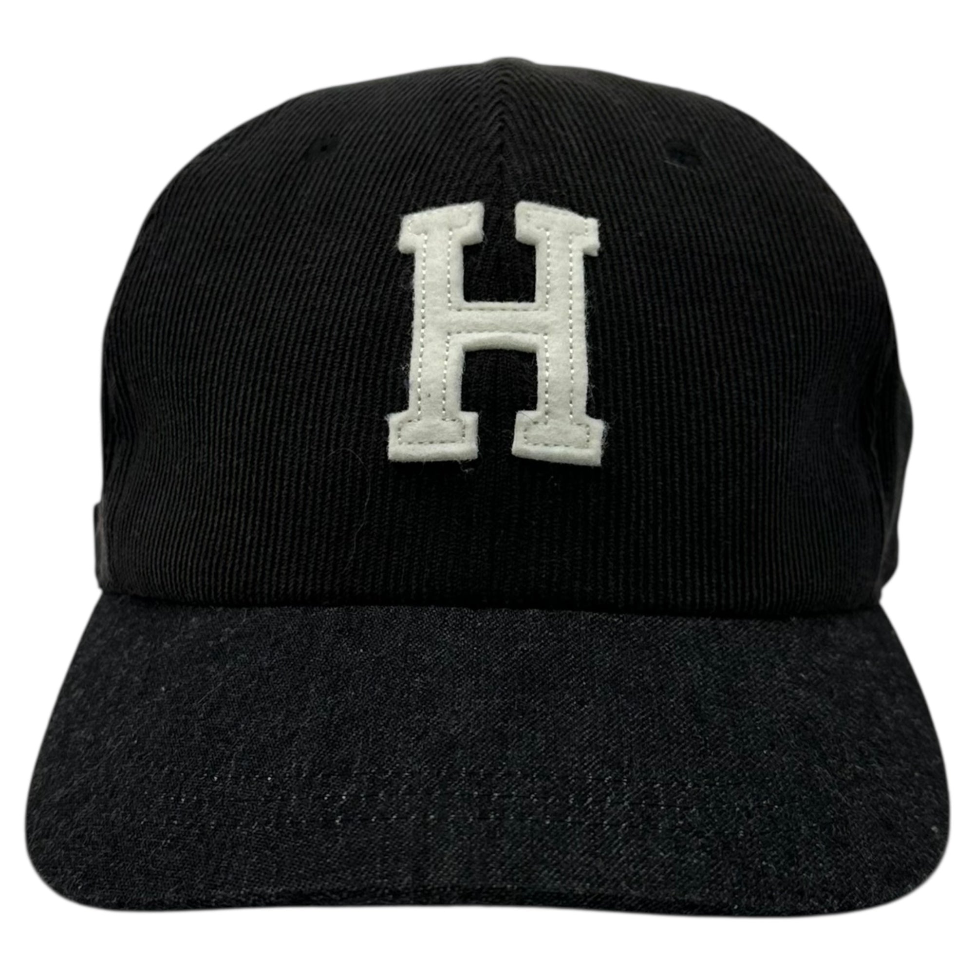 HOLLYWOOD RANCH MARKET(ハリウッドランチマーケット) H.R.REMAKE H Logo Corduroy Denim Panel Snapback Cap H ロゴ コーデュロイ デニム 切替 スナップバック キャップ ブラック 帽子