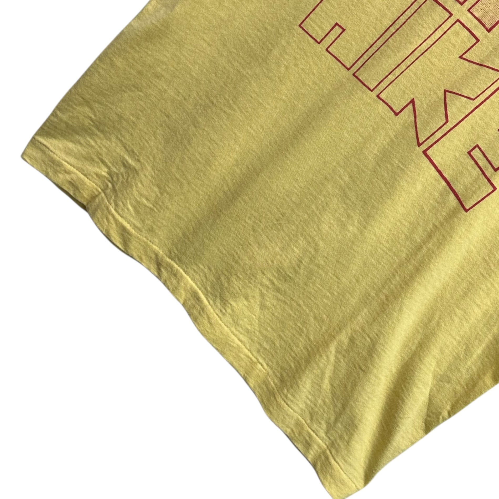 NIKE(ナイキ) 80's 4-tier logo print T-shirt ゴツ ナイキ 4段 プリント Tシャツ 表記無し(M程度) イエロー×レッド 80年代 オリジナル ヴィンテージ