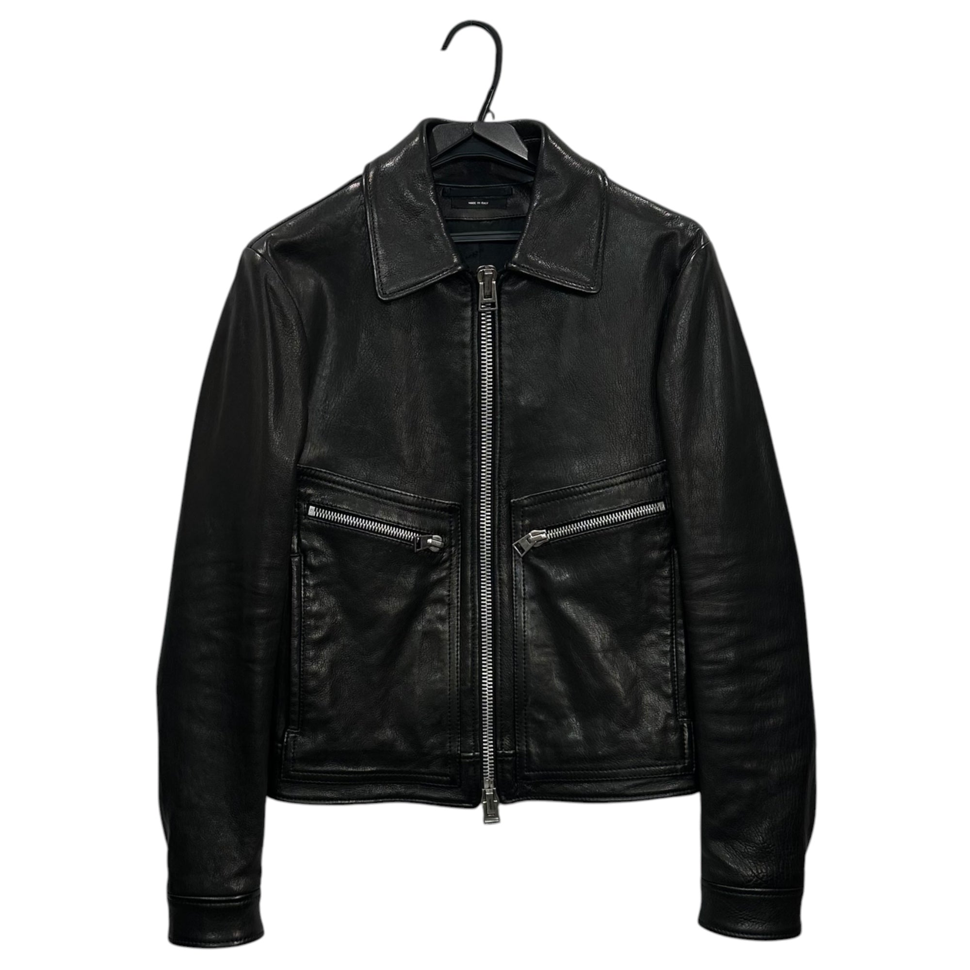 TOM FORD(トムフォード) Zip-Up Leather Jacket ジップアップ レザー ジャケット TFL467 44 ブラック