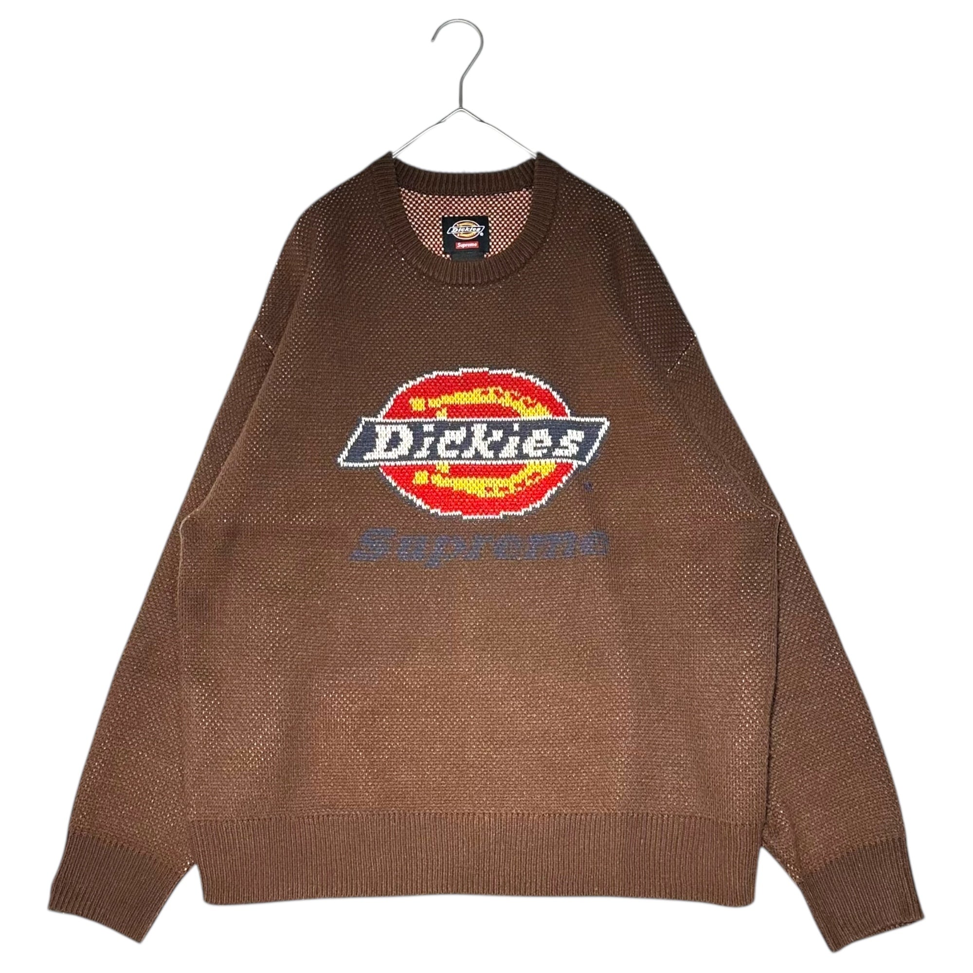 SUPREME(シュプリーム) 22AW×Dickies Sweater フロントロゴ デザイン アクリル ニット セーター S ブラウン