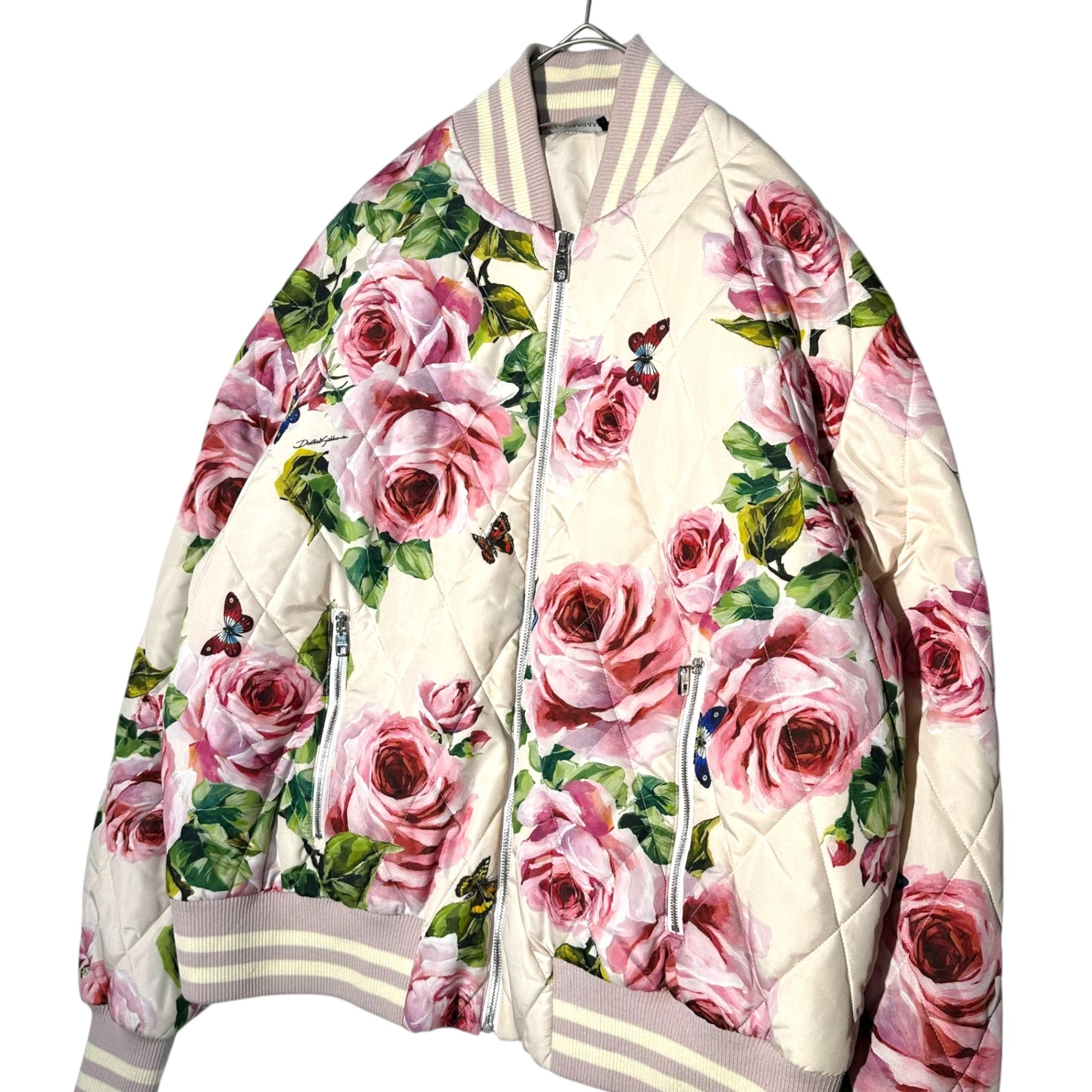 DOLCE&GABBANA(ドルチェ&ガッバーナドルガバ) Floral Print Bomber Jacket フローラル プリント ボンバー ジャケット F9982T FSM9T 44(XS程度) ピンク×グリーン ブルゾン