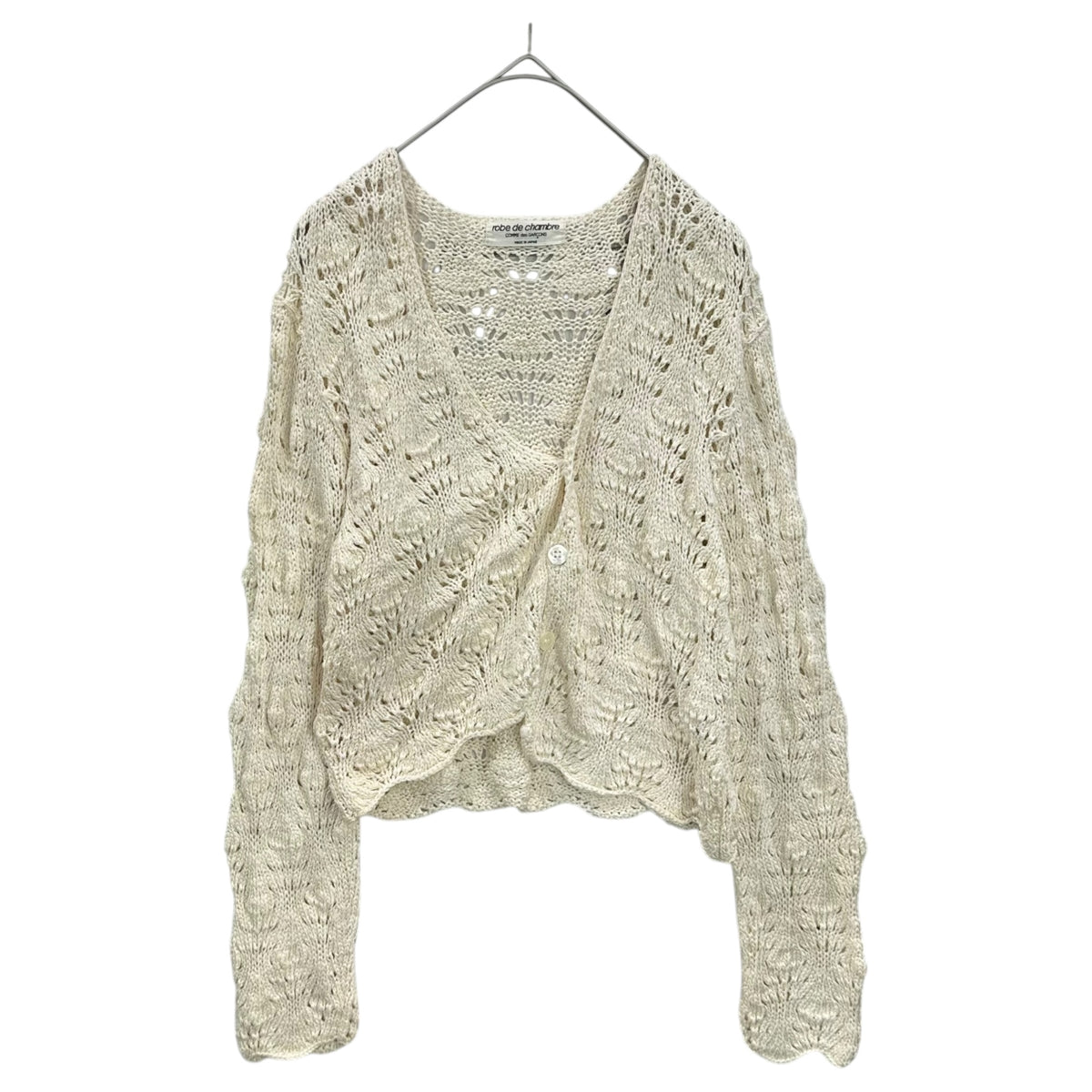 robe de chambre COMME des GARCONS(ローブドシャンブルコムデギャルソン) 1990's Cotton-Rayon Lace-Knit Cardigan コットン レーヨン レース 編み カーディガン RN-020140 FREE オフホワイト AD1989 90s アーカイブ