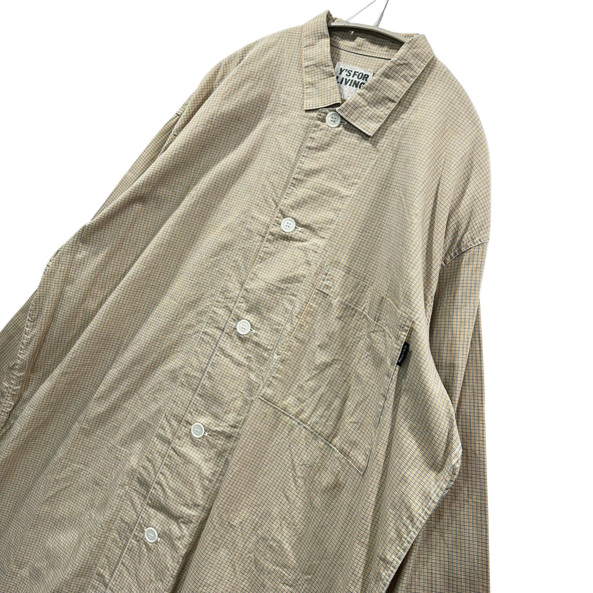Y's for living BASICS(ワイズフォーリビング × ベーシックス) 2000's Checkered L/S Sleep Shirt チェック ロング スリーピング シャツ FREE オレンジ×グリーン 2000年代後半 ベーシックライン アーカイブ