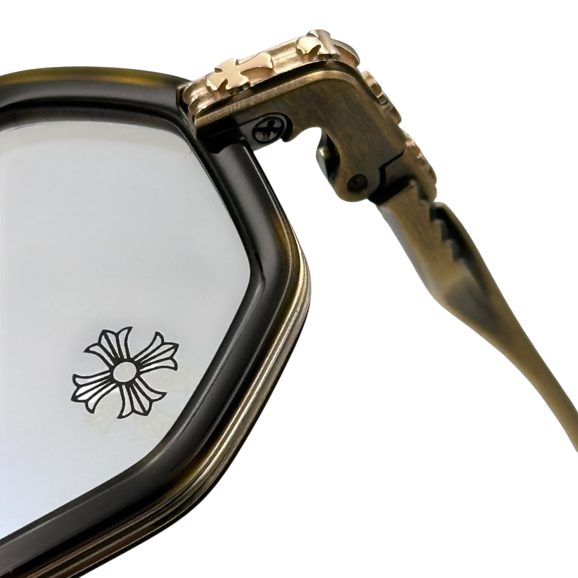 CHROME HEARTS(クロムハーツ) STYLIDA Dark Tortoise / Antique GOLD オクタゴン コンビネーションフレーム フルリム メガネ 49□24-148 ブラック×アンティークゴールド 眼鏡 サングラス DT/AG ファーストレンズ
