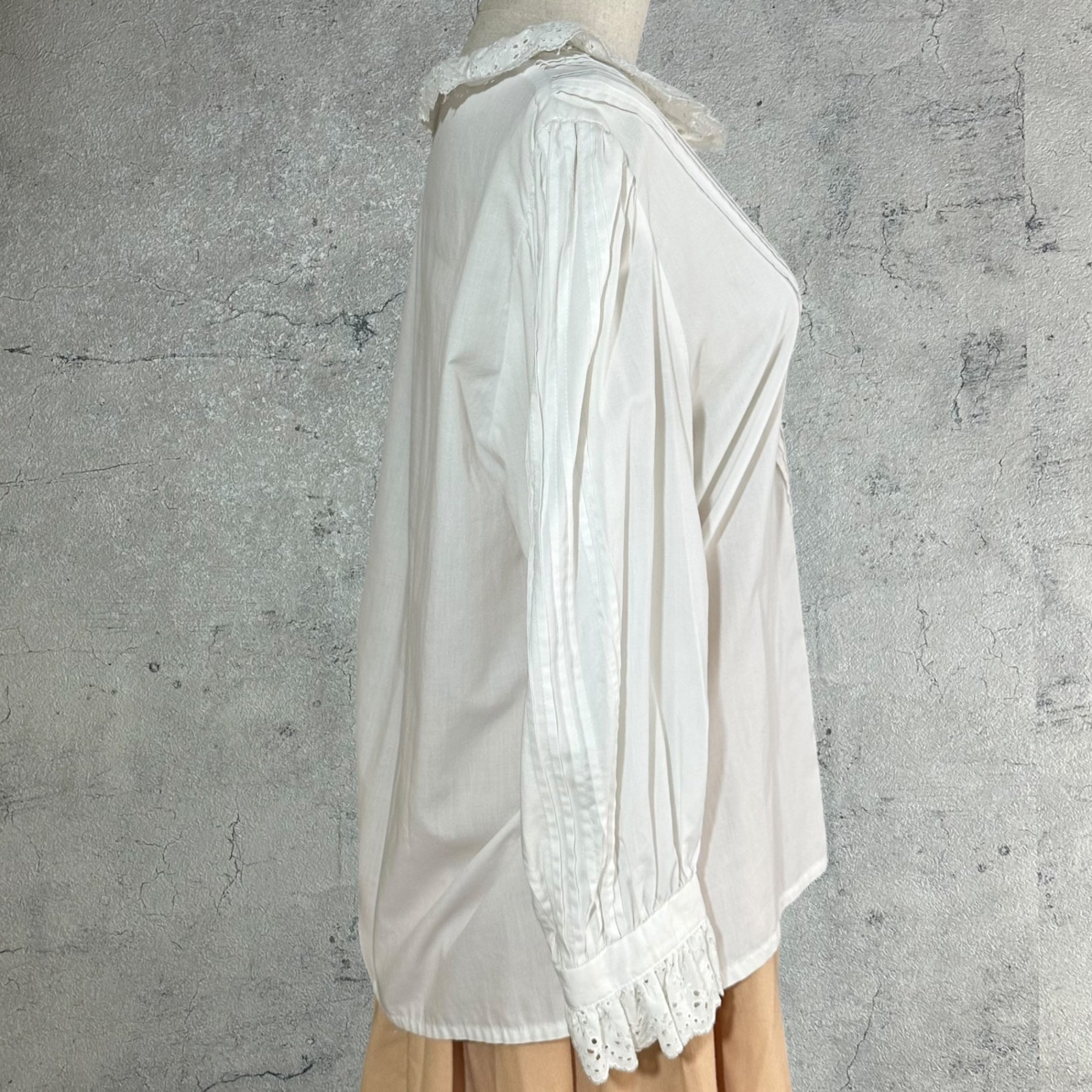 VINTAGE(ヴィンテージ) 60's~ center design long sleeve shirt センターデザイン長袖シャツ M~L程度 ベージュ×ブラウン