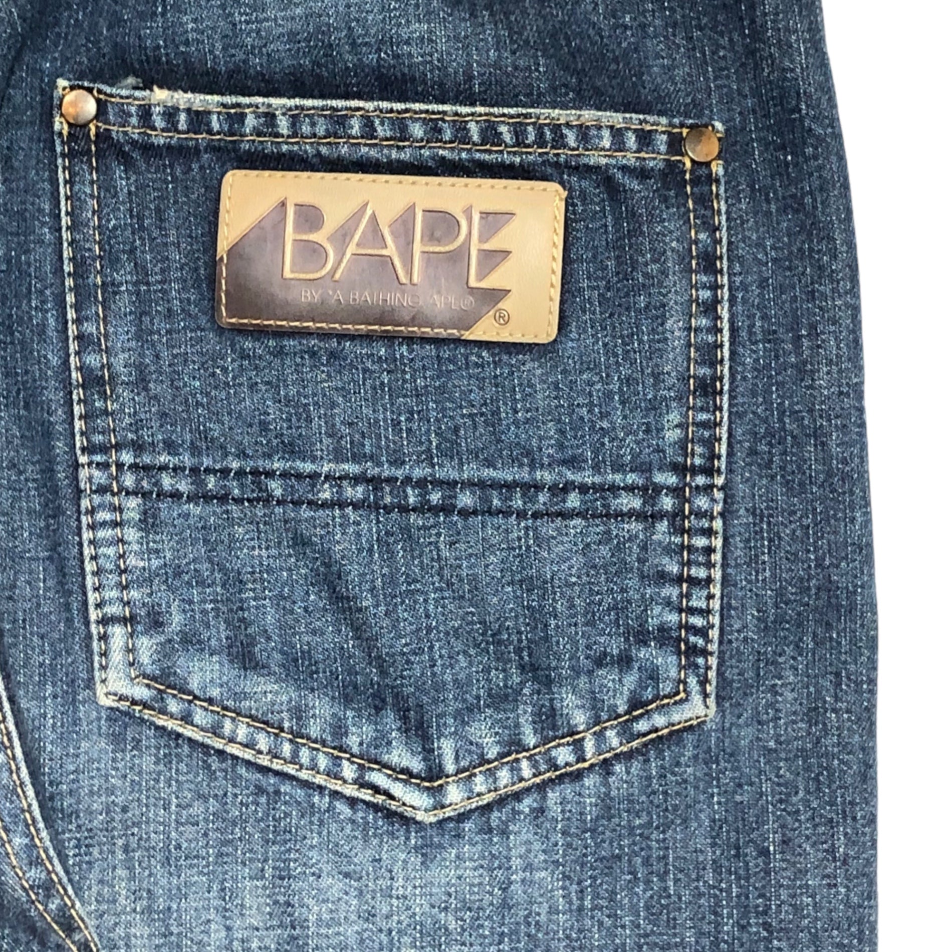 A BATHING APE(アベイシングエイプ) 00's DENIM PANTS デニムパンツ 00年代 Ｌ インディゴ