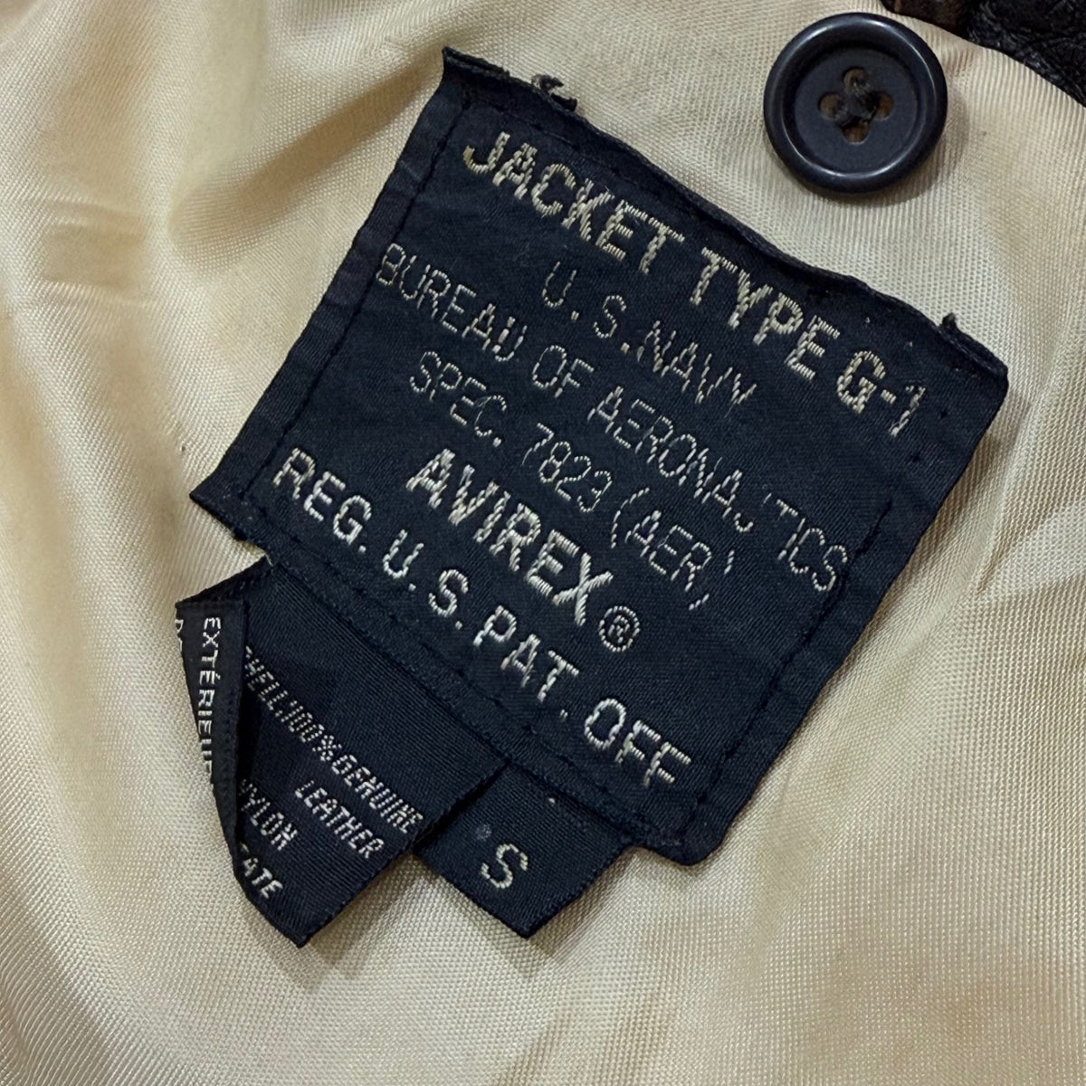 AVIREX(アヴィレックス) G-1 FLIGHT JACKET フライト レザー ジャケット S ブラウン ミリタリー ワッペン