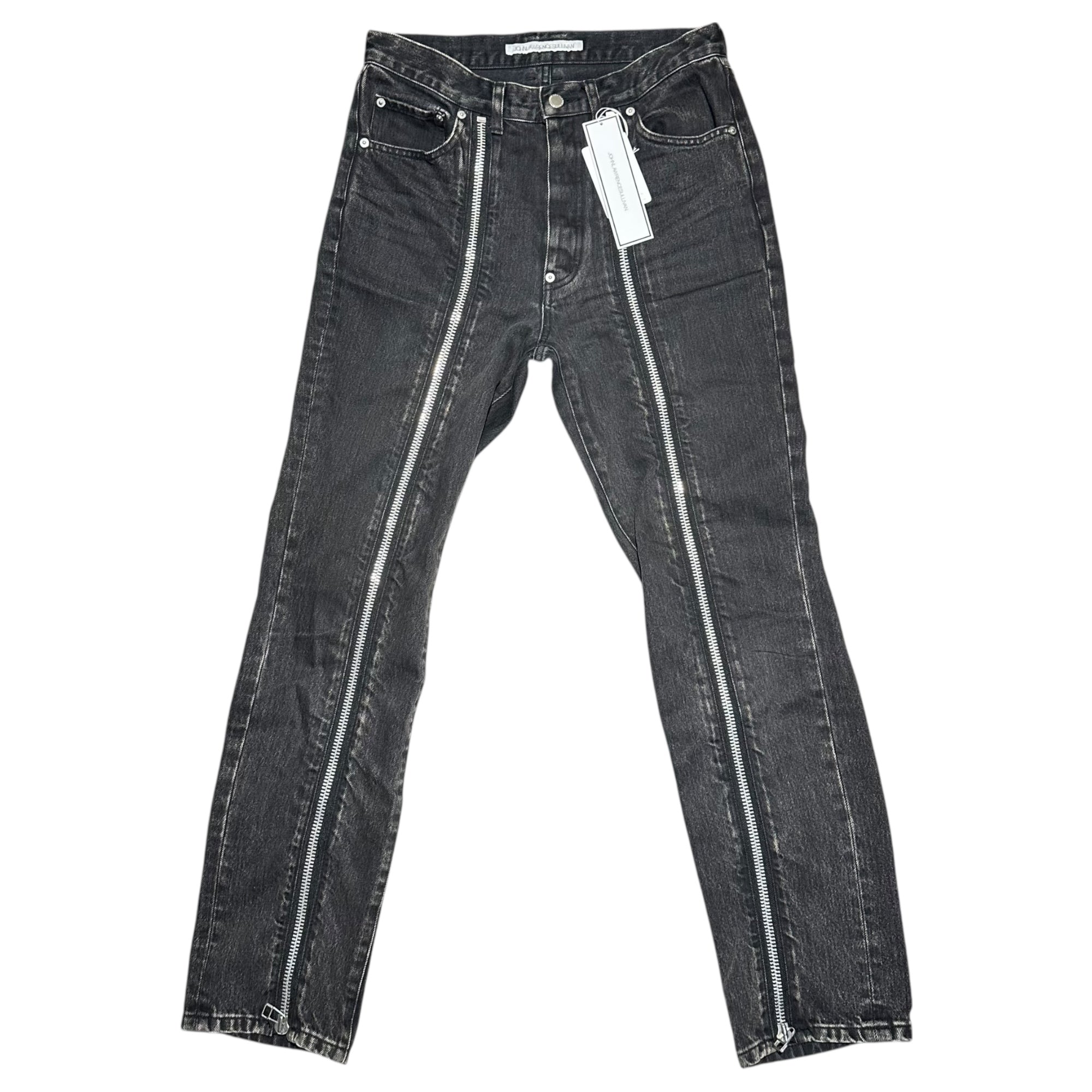 JOHN LAWRENCE SULLIVAN(ジョンローレンスサリバン) 20SS BLEACHED DENIM ZIPPED PANTS ブリーチド デニム ジッパード パンツ 2A008-0320-15 46 ブラック ジップ