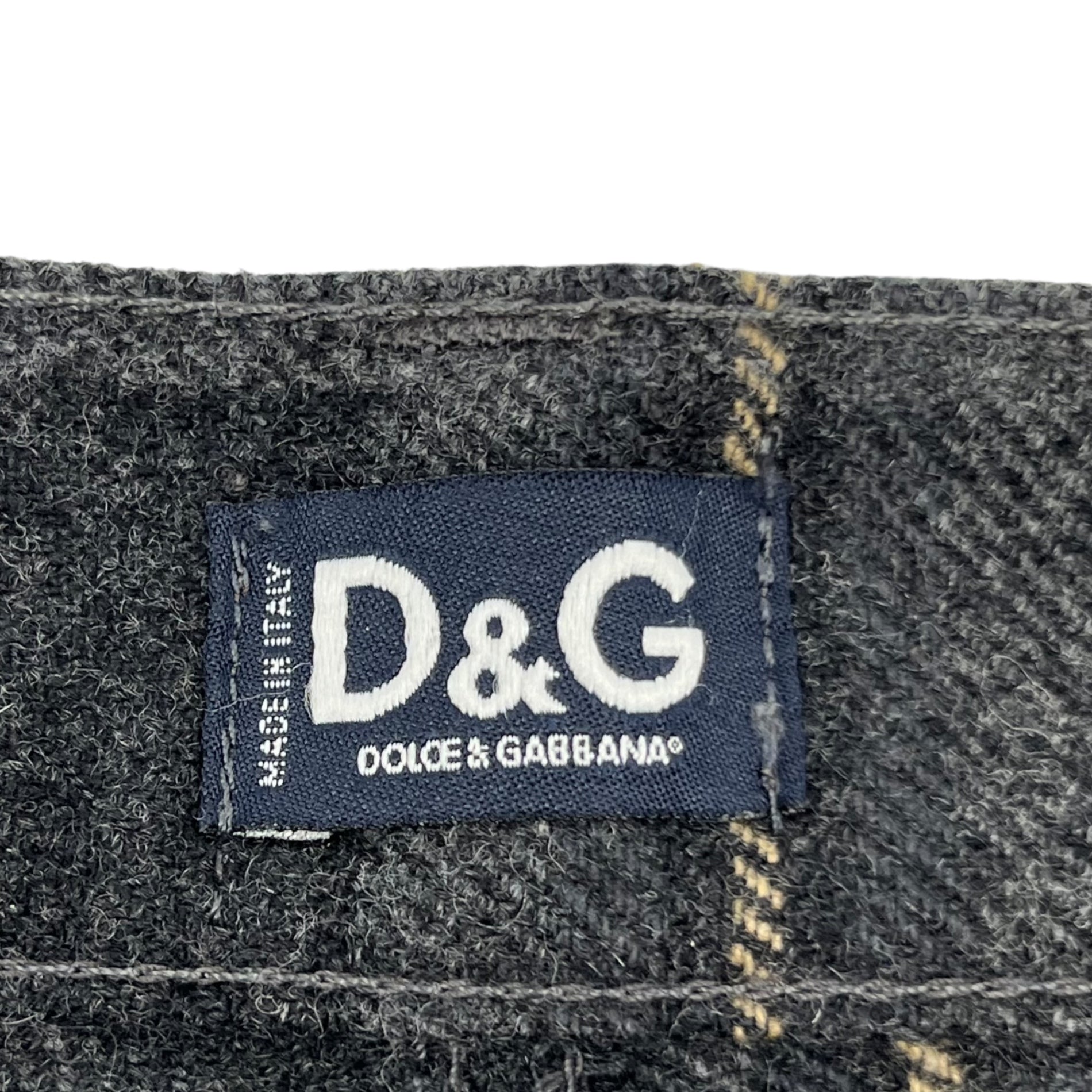 D&G(ディー&ジードルガバドルチェ&ガッバーナ) 00's Wool check slacks ウールチェックスラックス 30 44 グレー