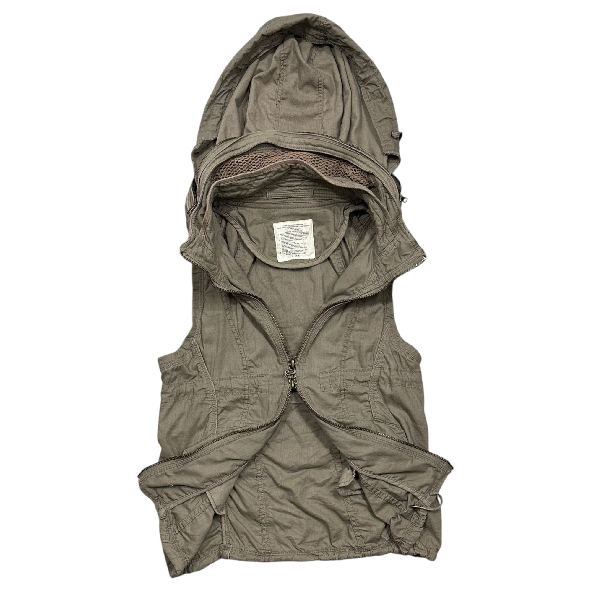 G.O.A(ゴア) 2000's Gimmick hooded vest ギミック フーデッド ベスト FREE カーキ goa Y2K