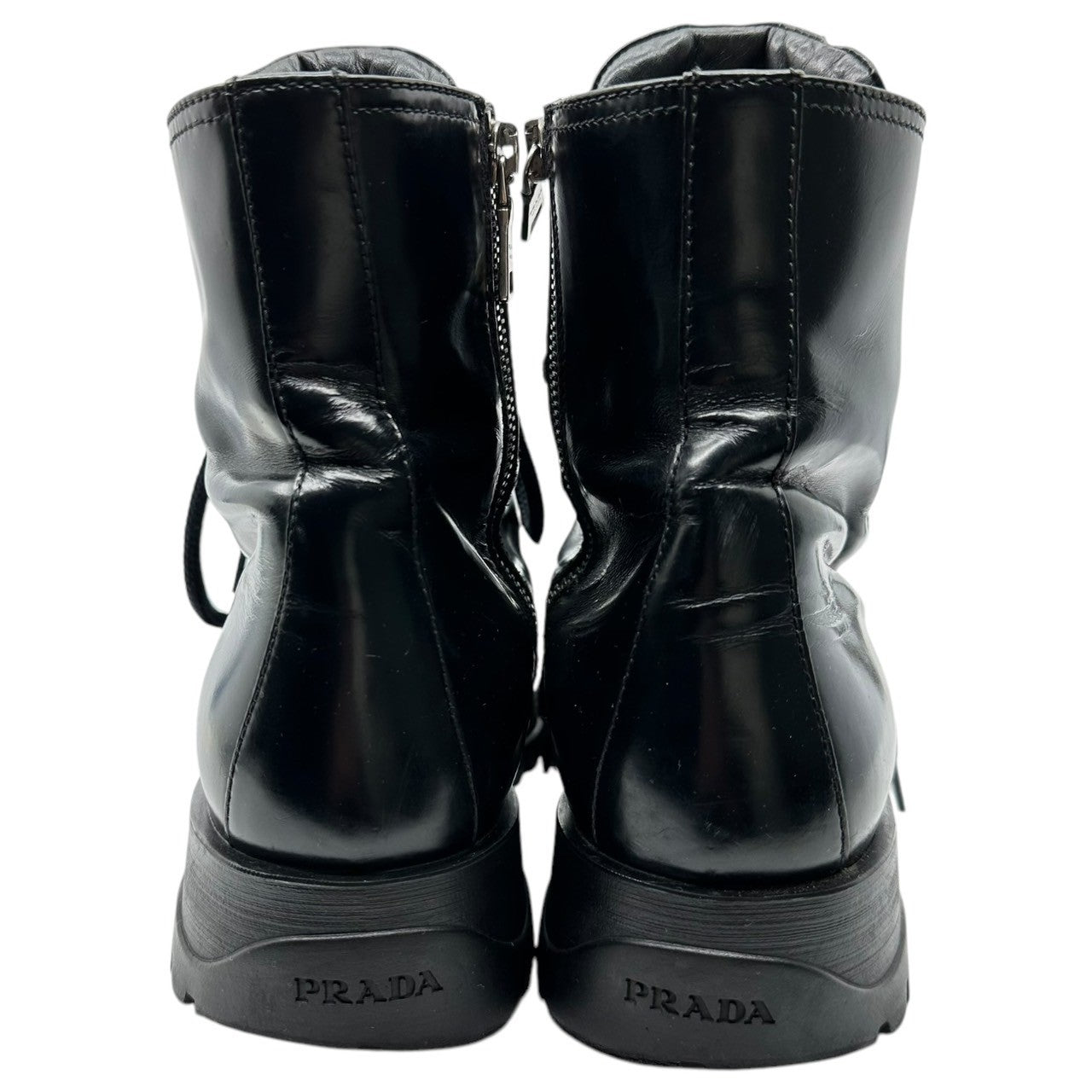 PRADA(プラダ) side-zip cap-toe combat boots サイドジップ キャップトゥ コンバット ブーツ 40 1/2(25.5~26.0cm程度) ブラック