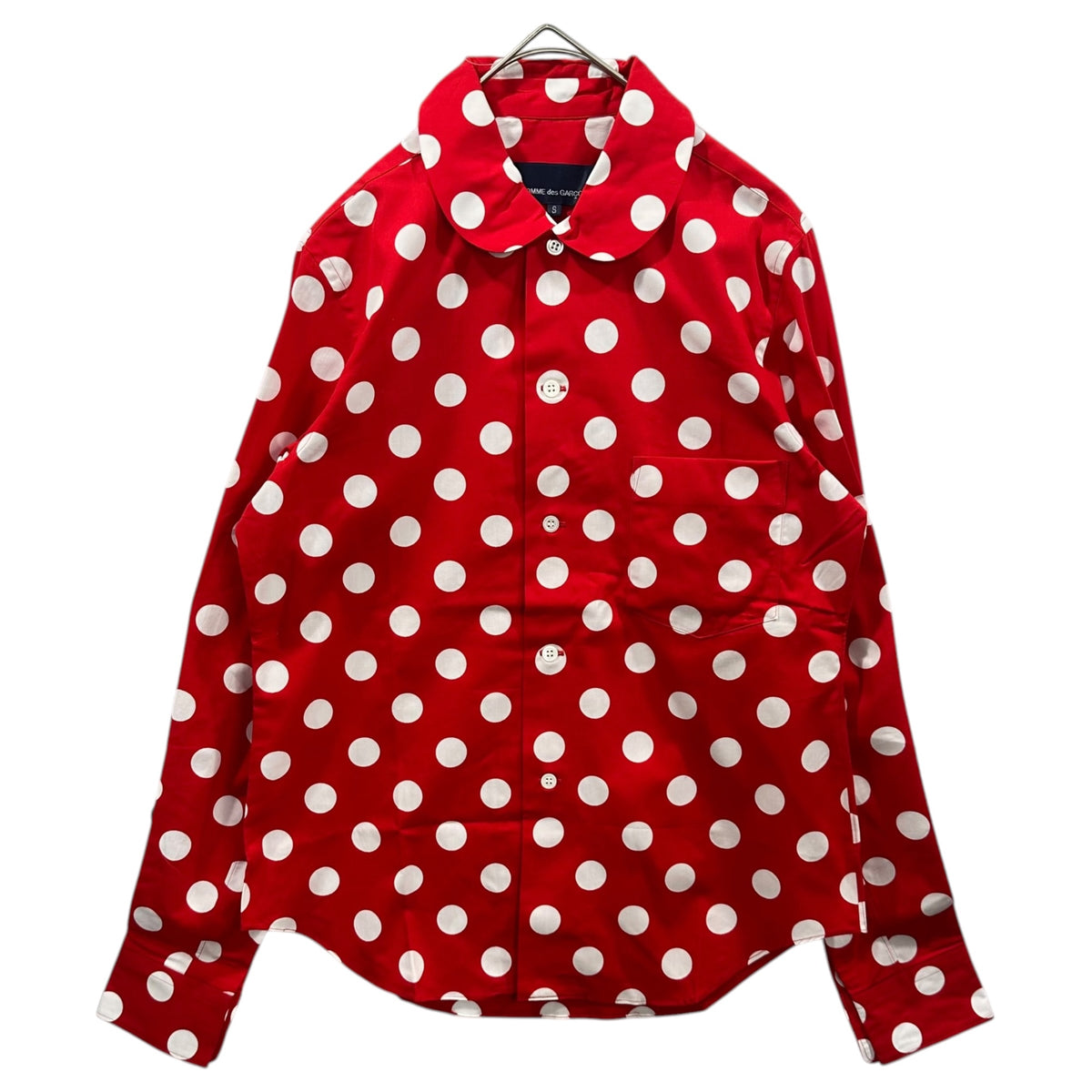 COMME des GARCONS(コムデギャルソン) 2001SS Aoyama-Exclusive Polka-Dot Round-Collar Blouse Shirt 青山 限定 ドット 丸襟 ブラウス シャツ KG-35409S S レッド×ホワイト AD2000 00s アーカイブ