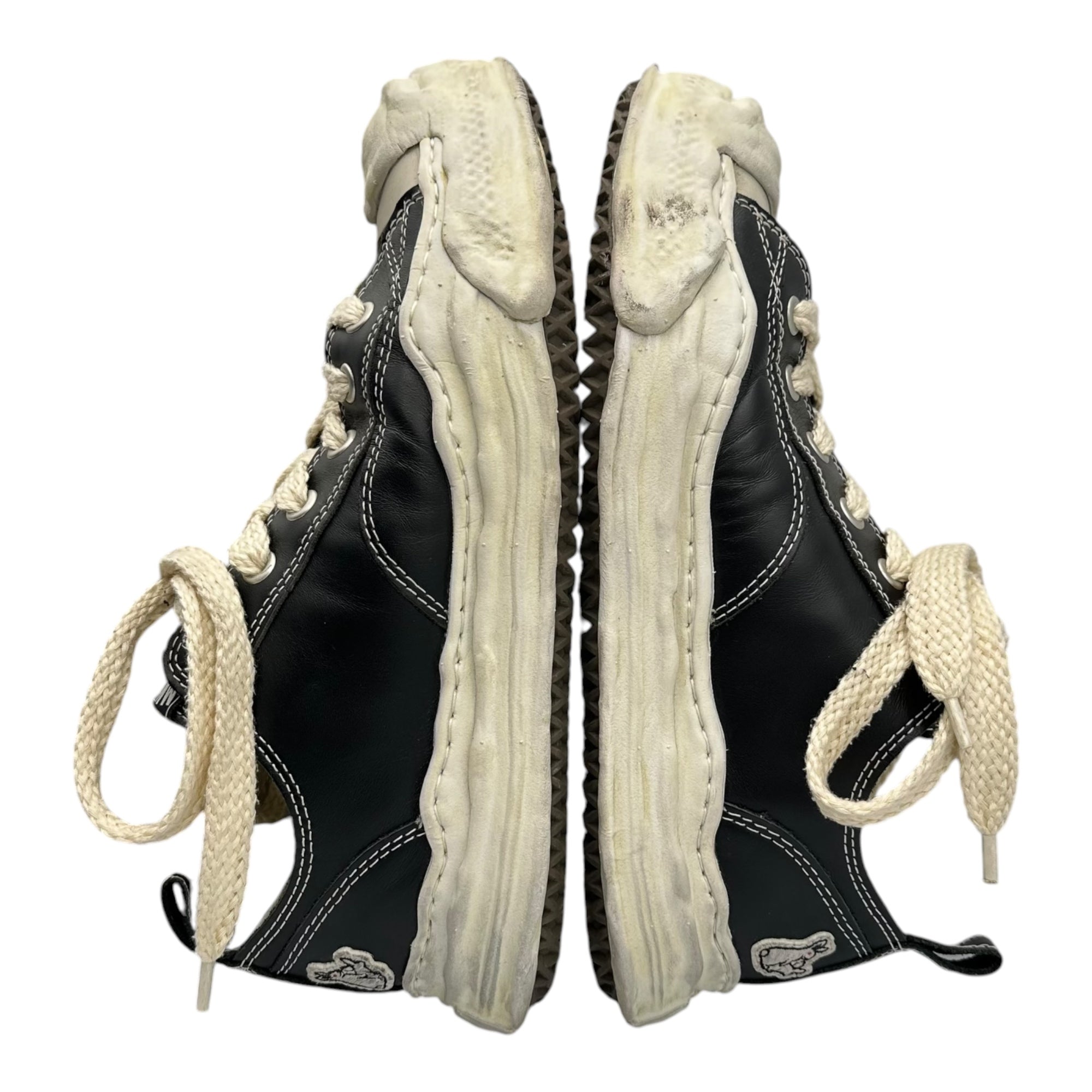 FR2 × atmos × Maison MIHARA YASUHIRO(エフアールツー × アトモス × メゾンミハラヤスヒロ) HANK “Black” Leather Low-Top Sneakers ハンク レザー ローカット スニーカー C07FW704 43(27.5cm程度) ブラック×ホワイト コラボレーションモデル