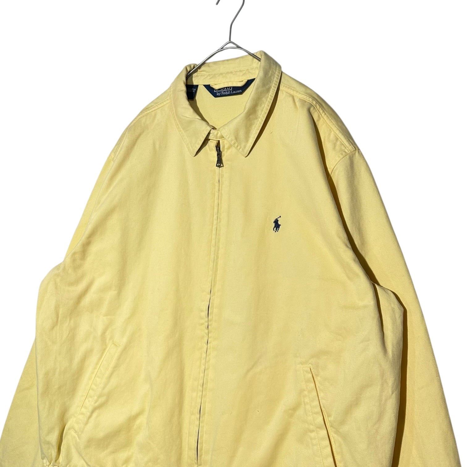 POLO RALPH LAUREN(ポロラルフローレン) 80's~90's Pony Logo Drizzler Jacket ポニー ロゴ ドリズラー ジャケット L イエロー 80年代～90年代 ヴィンテージ スイングトップ 三角ロゴ