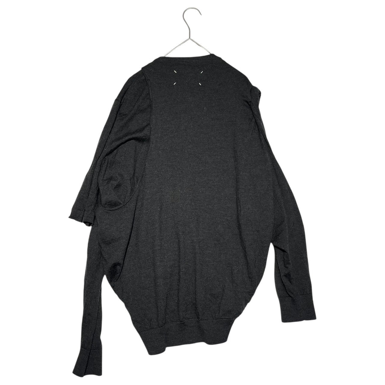 MAISON MARGIELA(メゾンマルジェラ) 21SS draped design v-neck knit ドレープ デザイン Vネック ニット S29HA0666 1(S程度) チャコールグレー レイヤード