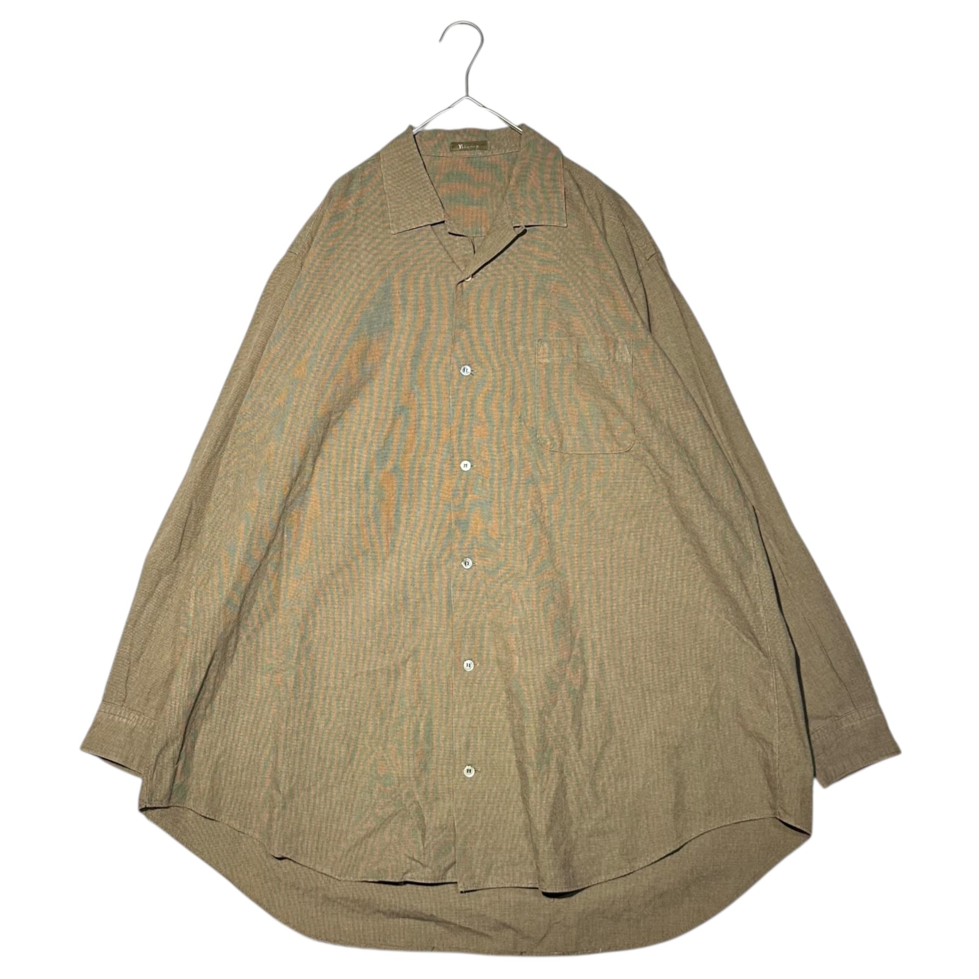 Y's for men(ワイズフォーメン) Vintage Open-Collar Micro Check Shirt ヴィンテージ オープンカラー マイクロ チェック シャツ MG-B03-008 FREE ブラウン