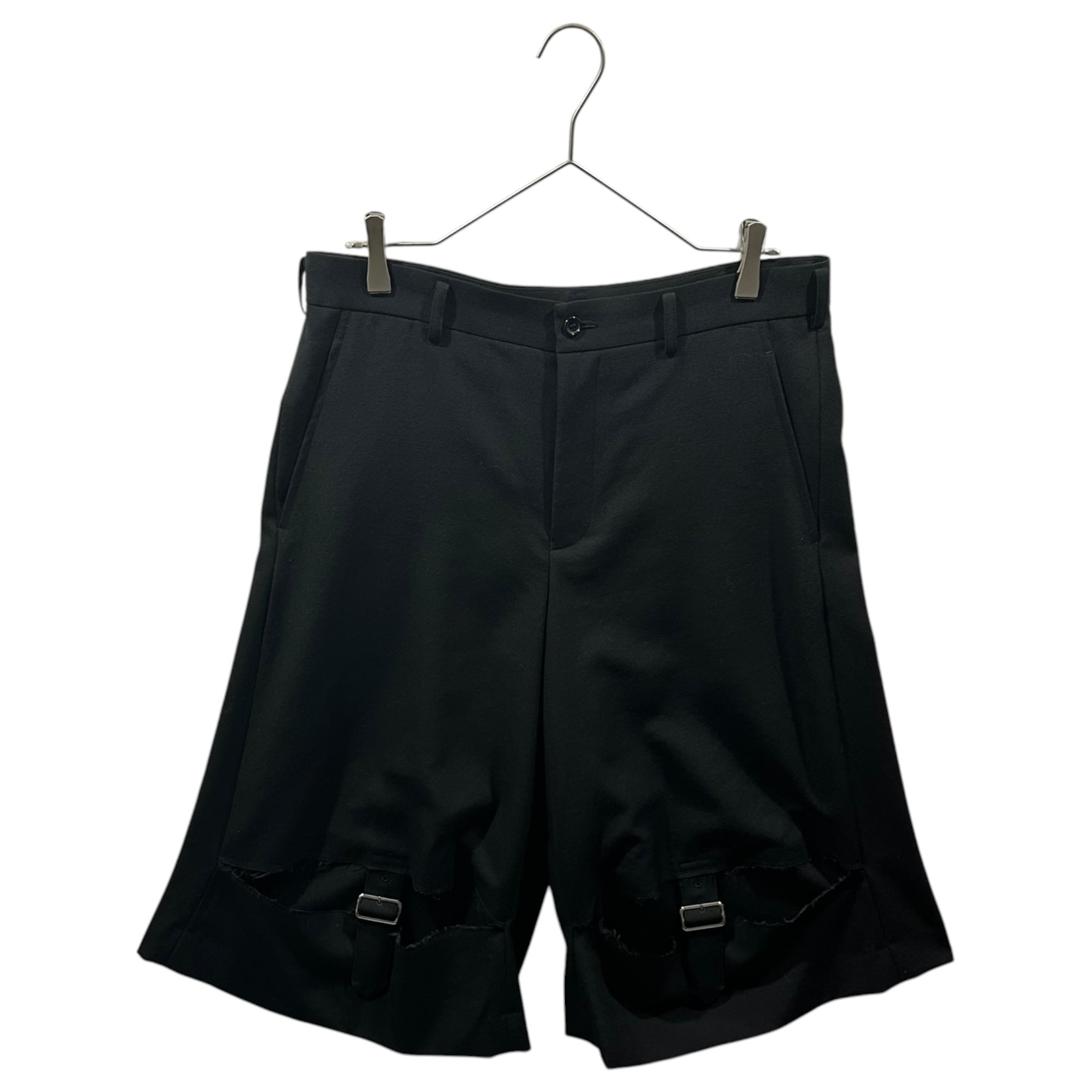コムデギャルソン ブラック 2023AW ジップ ウールギャバ GARCONS des COMME ブラックコムデギャルソンBLACK M 黒 ショーツ エステル パンツ