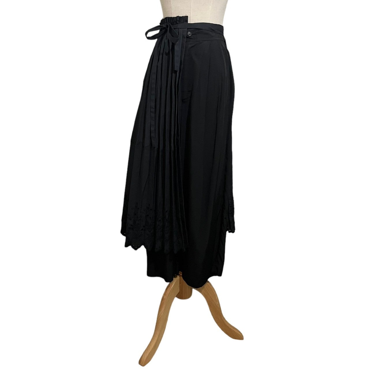 COMME des GARCONS(コムデギャルソン) 02SS Hem cutwork pleated long skirt 裾カットワーク プリーツ ロングスカート GE-S012 FREE ブラック AD2001