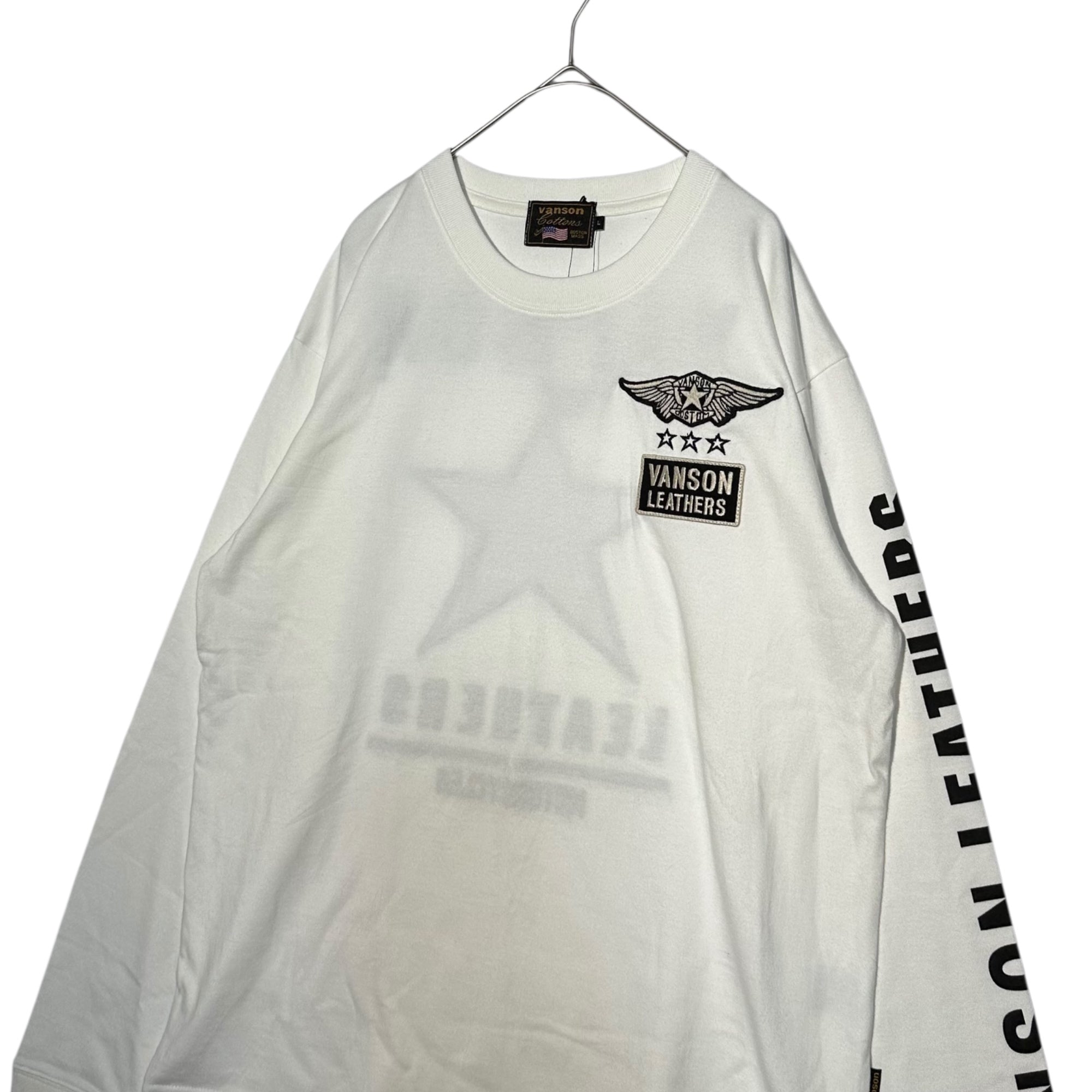VANSON(バンソン) ONE STAR L/S TEE ワン スター 刺繍 長袖 Tシャツ NVLT-2401 L ホワイト