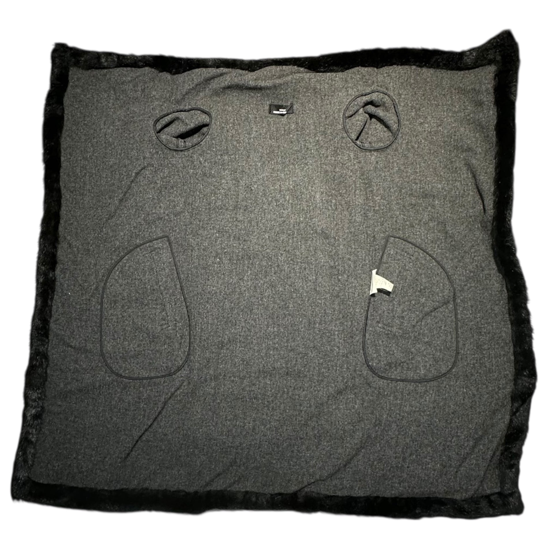 tricot COMME des GARCONS(トリココムデギャルソン) 99AW Vintage Eco-Fur Decorative Wool Long Gown Coat ヴィンテージ エコファー 装飾 ウール地 ロング ガウン コート 羽織 TC-070040 FREE グレー×ブラック AD1999