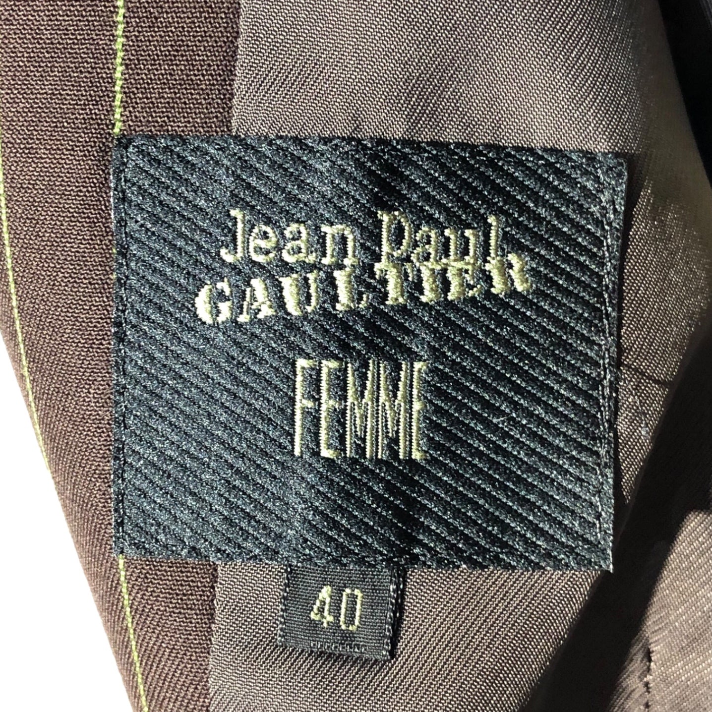Jean Paul GAULTIER FEMME(ジャンポールゴルチエファム) 90's striped double jacket setup ストライプ ダブル ジャケット セットアップ 40(L程度) ブラウン スラックス パンツ テーラード スーツ