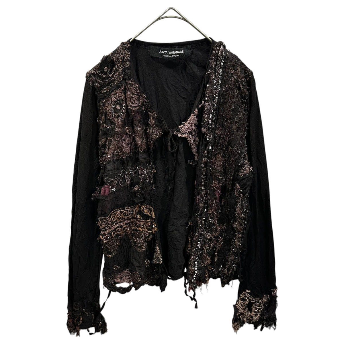 JUNYA WATANABE COMME des GARCONS(ジュンヤワタナベコムデギャルソン) 2005SS Sequin Embroidered Stitch Cardigan スパンコール 刺繍 ステッチ カーディガン JO-T005 FREE ブラック×パープル AD2004 00s アーカイブ