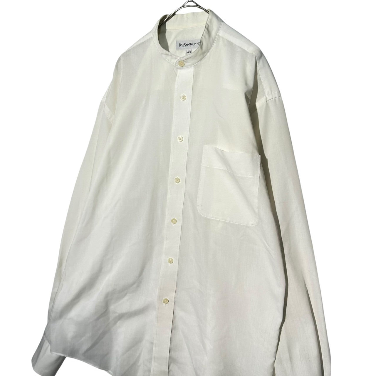 YVES SAINT LAURENT(イヴサンローラン) 80's ~ 90's Vintage Band Collar Shirt ヴィンテージ バンドカラー シャツ 15 1/2(M程度) ホワイト