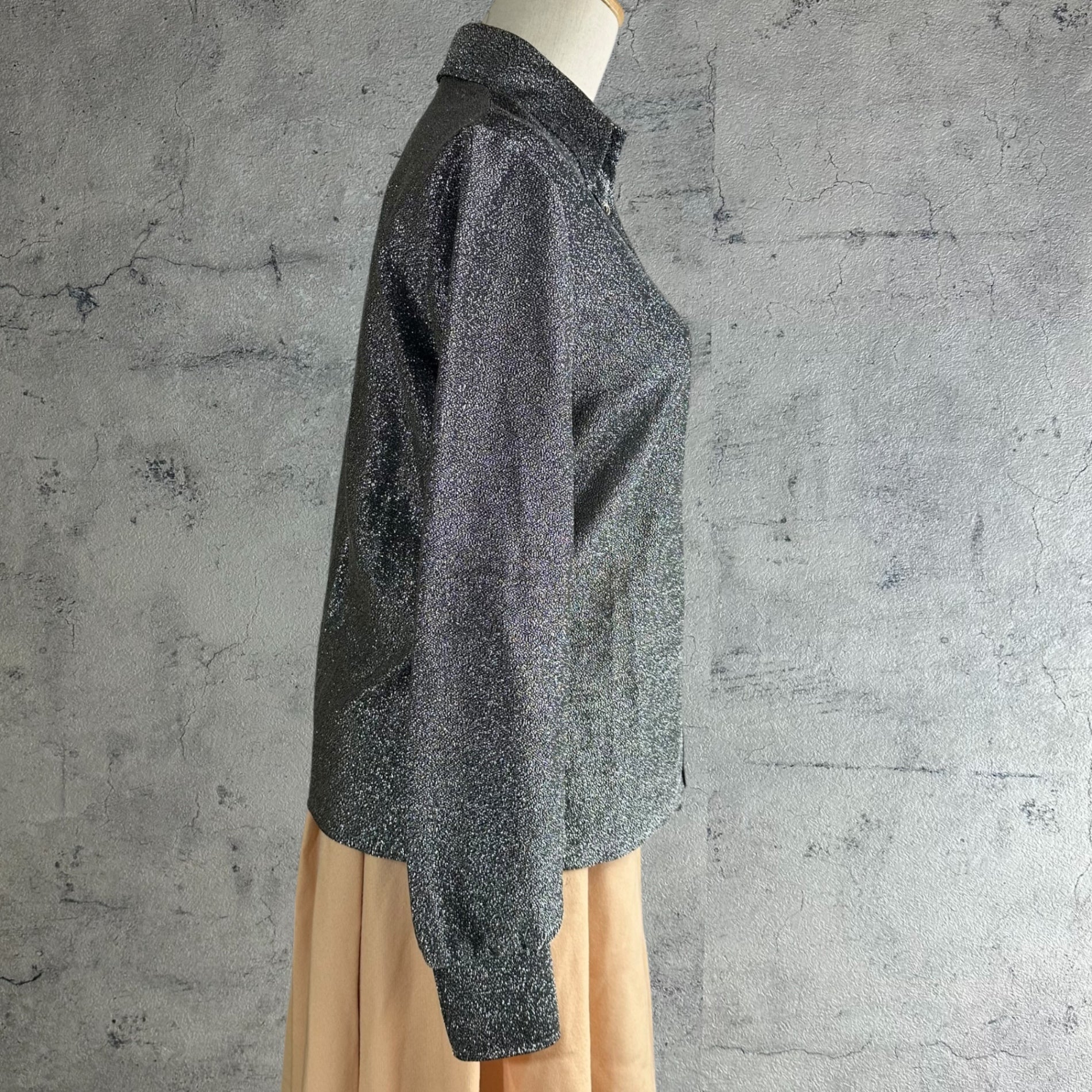 Euro vintage(ヨーロッパヴィンテージ) France 70's metallic dance shirt メタリックなダンスシャツ 40(L程度) シルバー