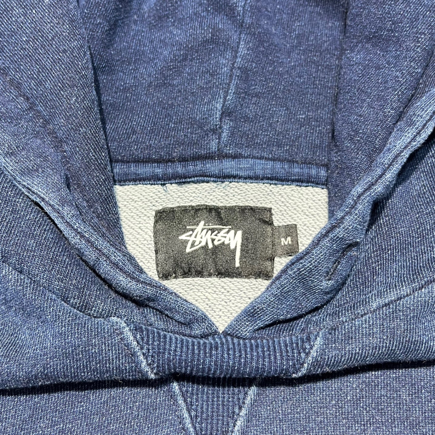 STUSSY(ステューシー) S/S logo hoodie 半袖 ロゴ パーカー M ネイビー