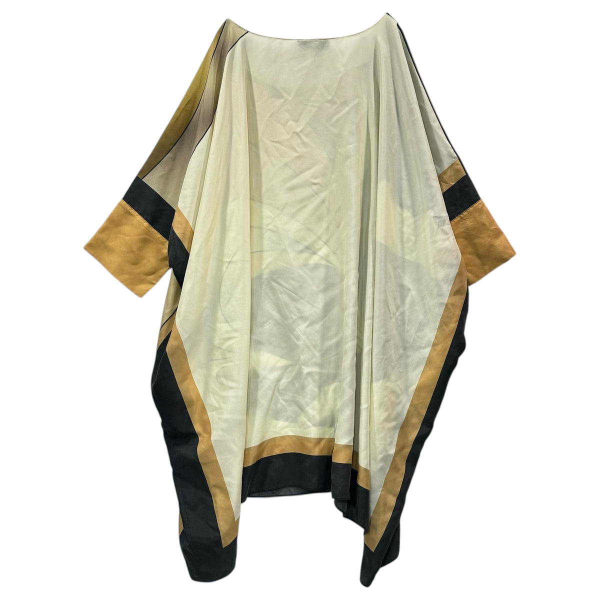 FENDI(フェンディ) Geometric-print all-silk dolman sleeve dress 幾何学模様 オールシルク ドルマン スリーブ ワンピース FXD568 AK77 L ベージュ×ブラウン