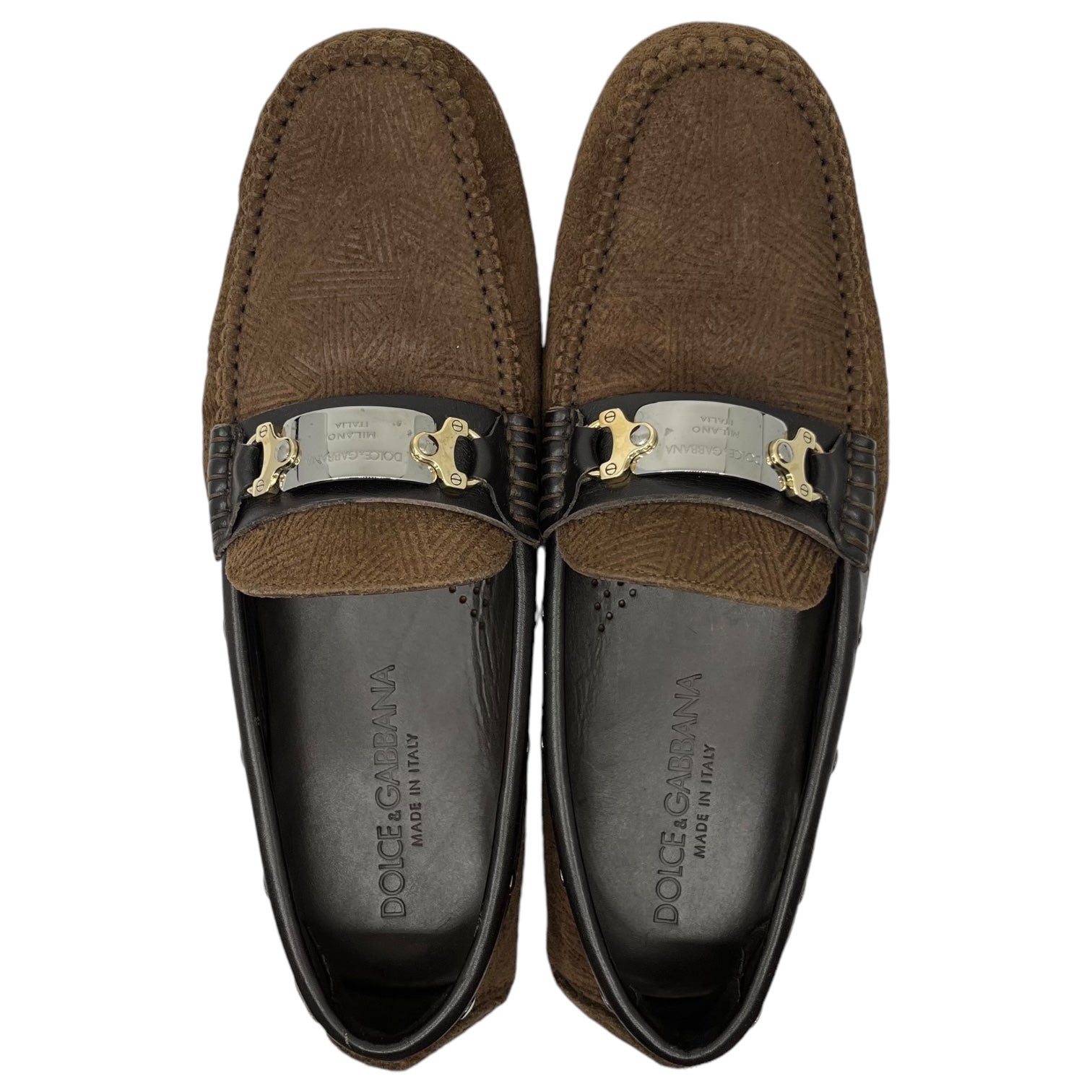 DOLCE&GABBANA(ドルチェ&ガッバーナドルガバ) Logo plate bit loafers ロゴプレート ビットローファー 7(26cm程度) ブラウン レザー 本革 ドライビングシューズ